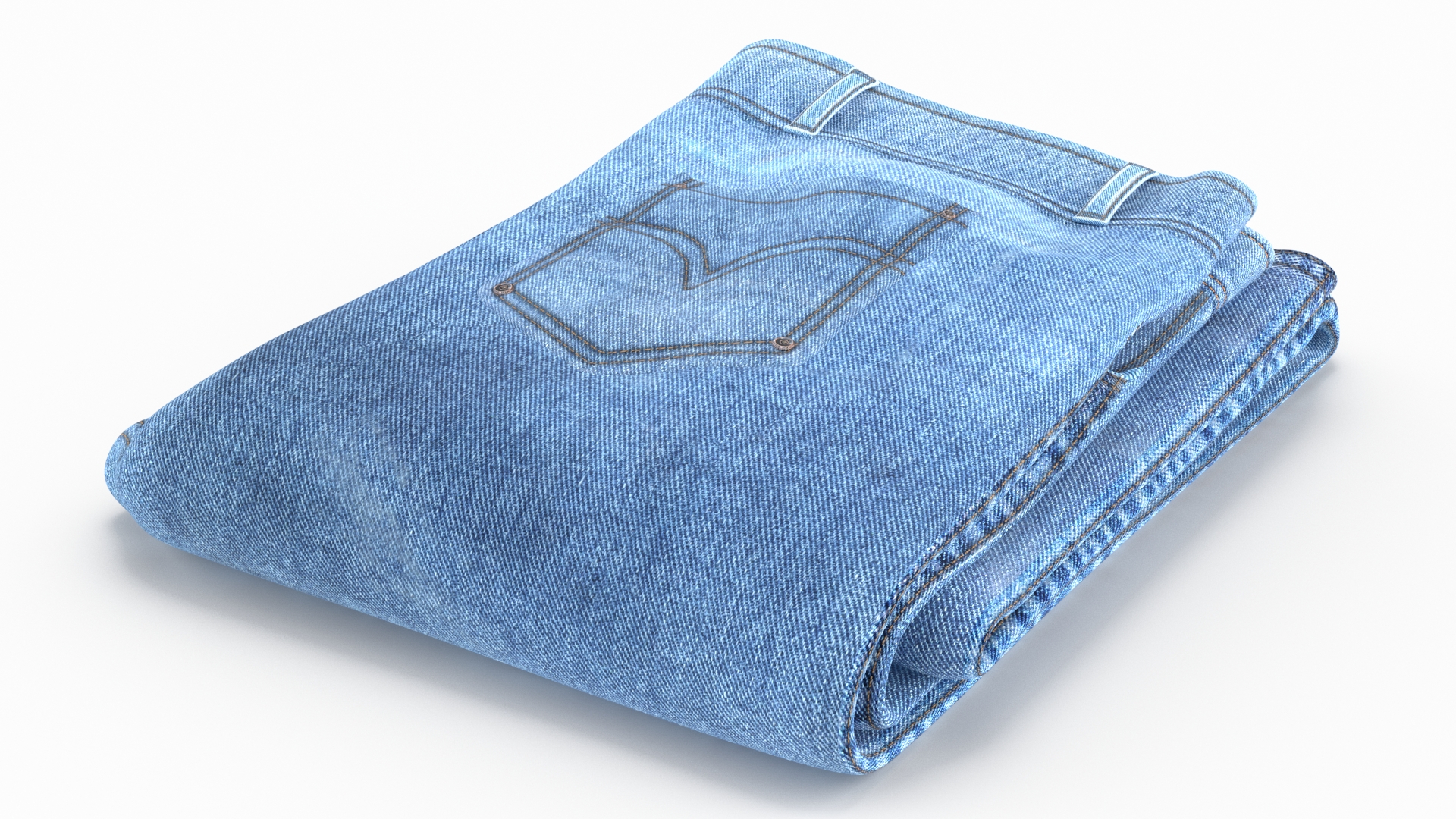 3D Folded Denim Blue Jeans model