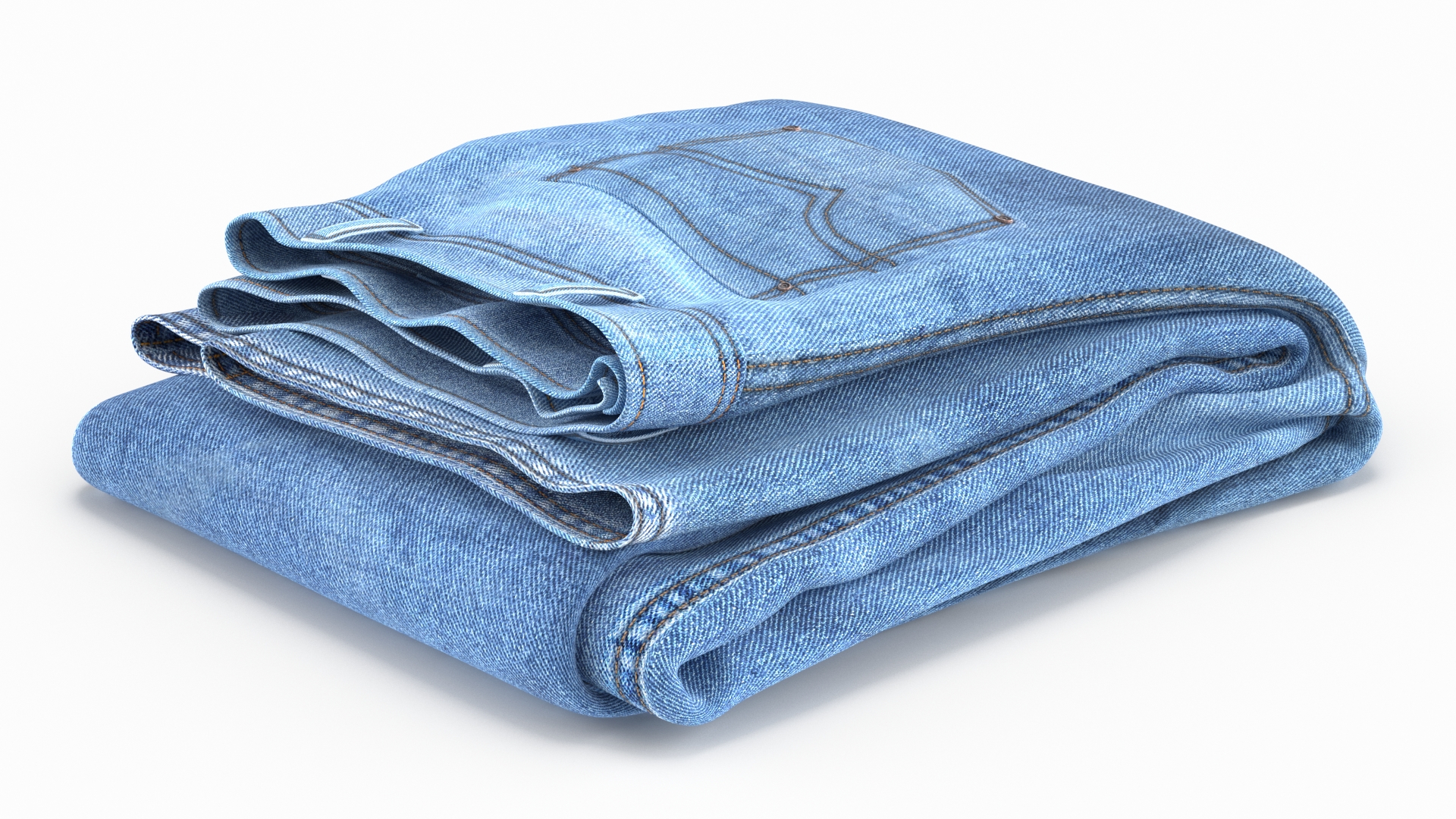 3D Folded Denim Blue Jeans model