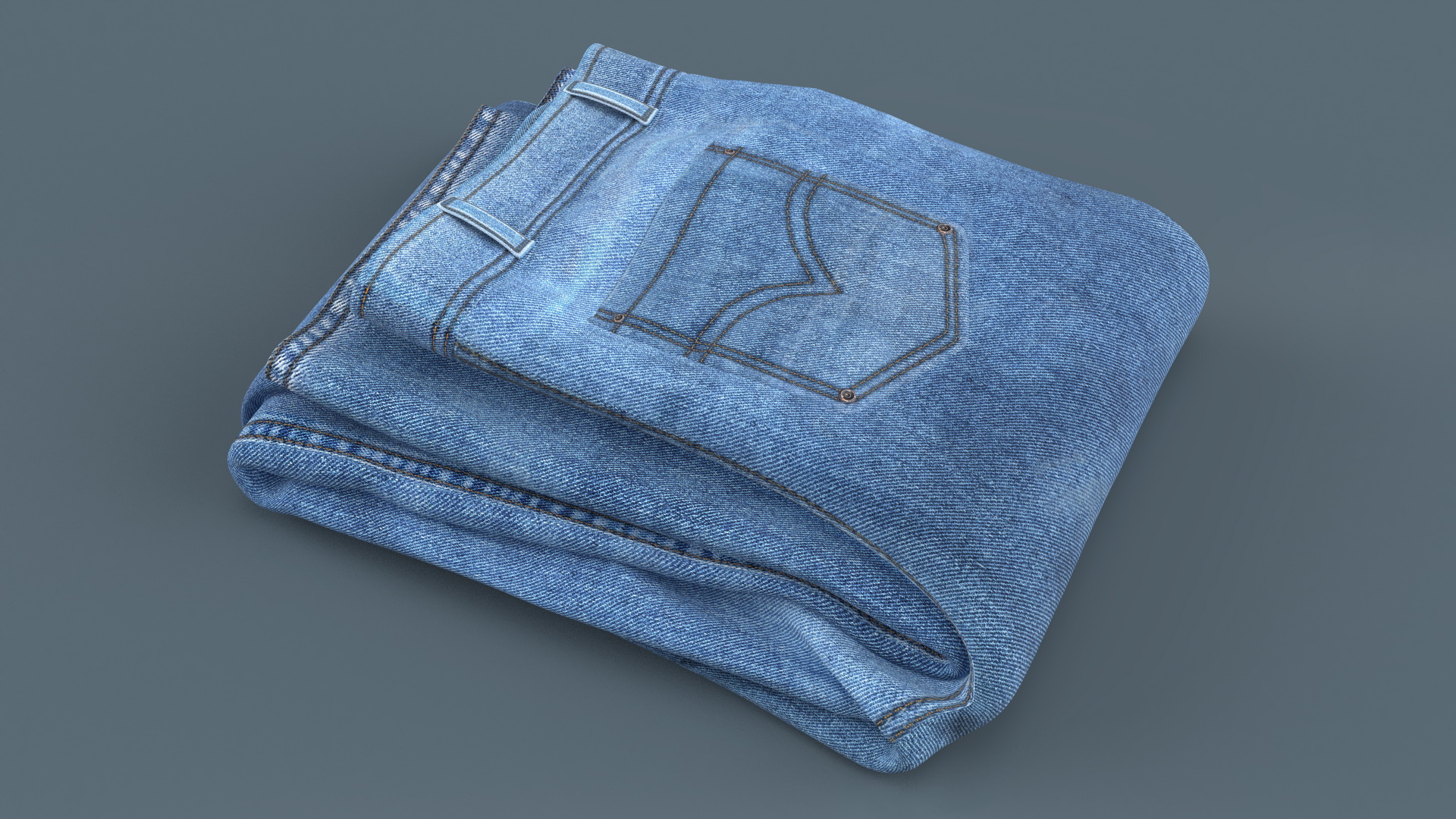 3D Folded Denim Blue Jeans model