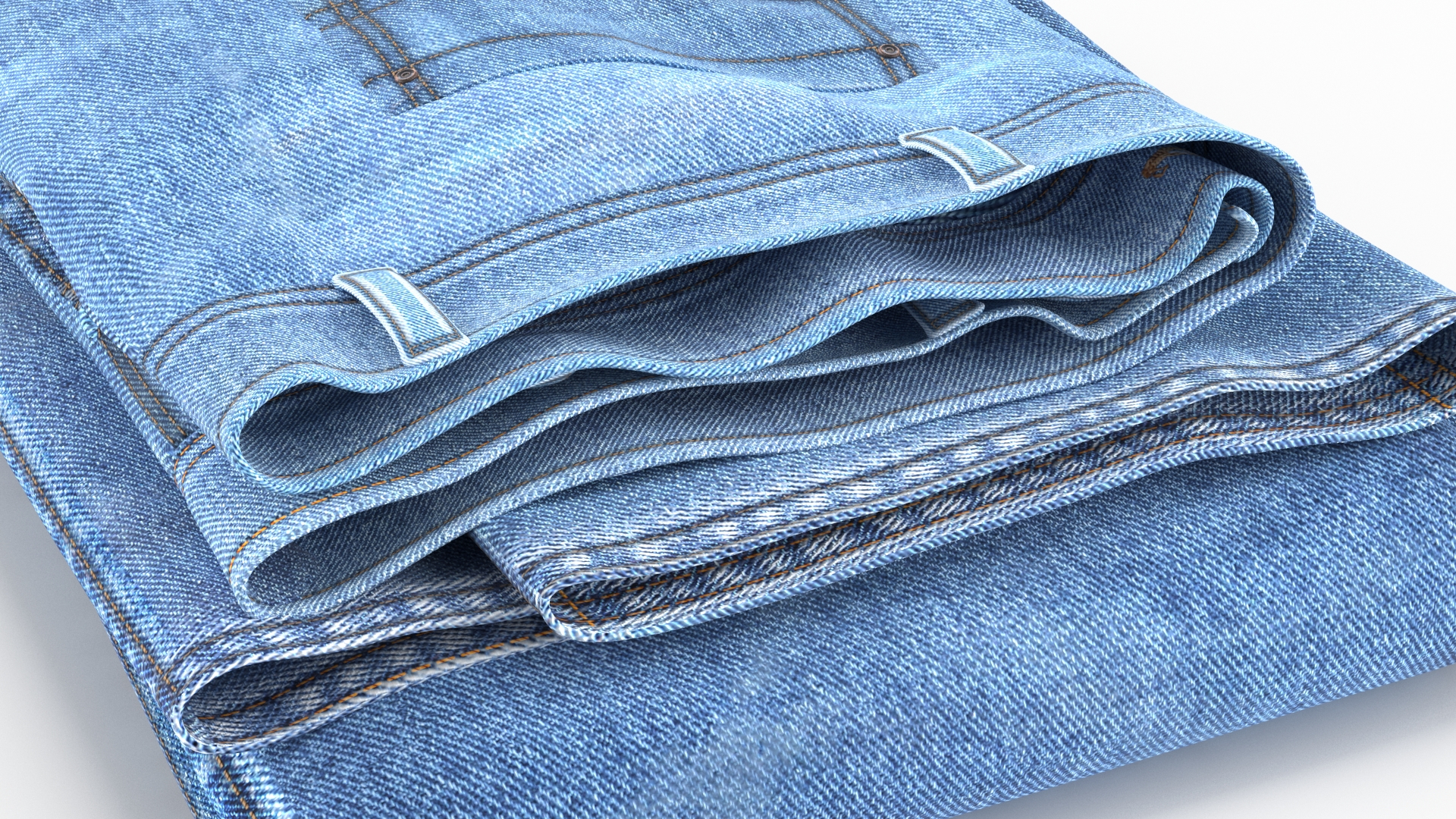 3D Folded Denim Blue Jeans model