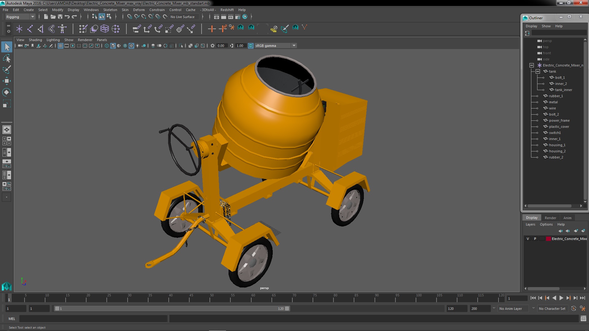 3D Electric Concrete Mixer model