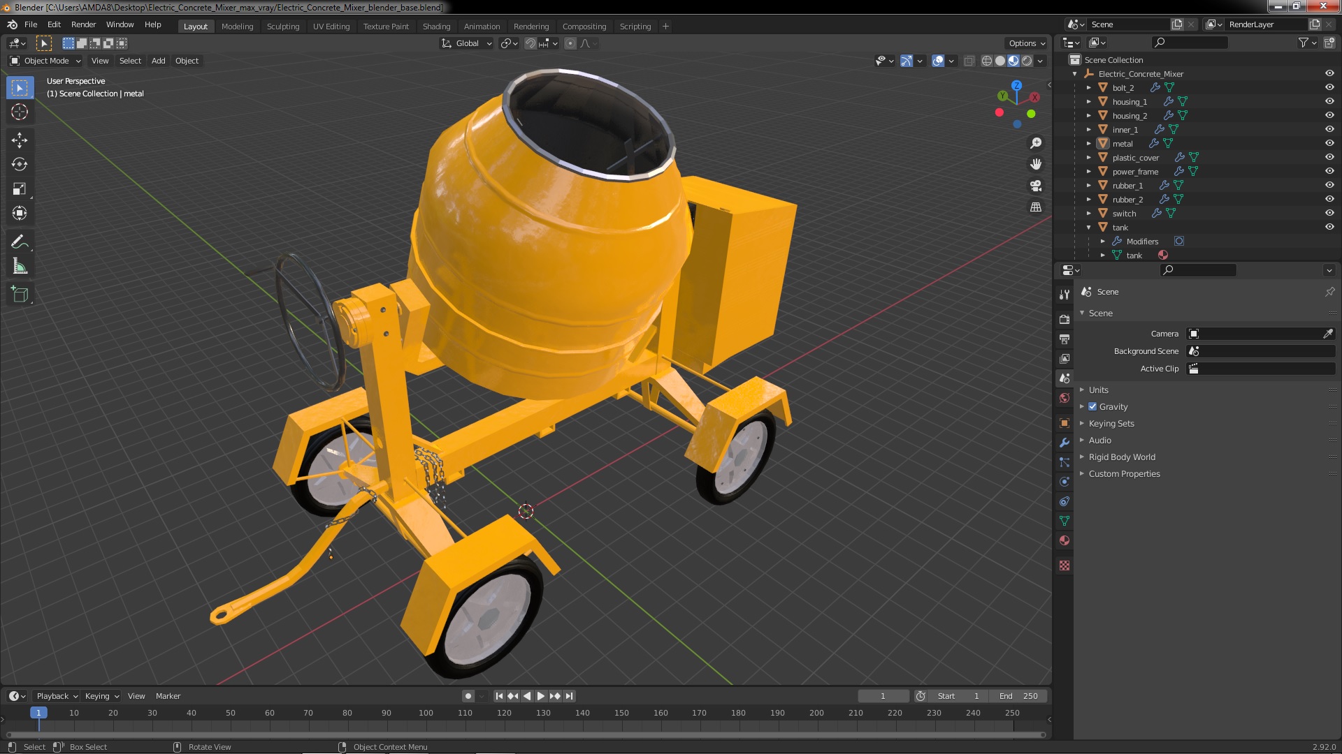 3D Electric Concrete Mixer model