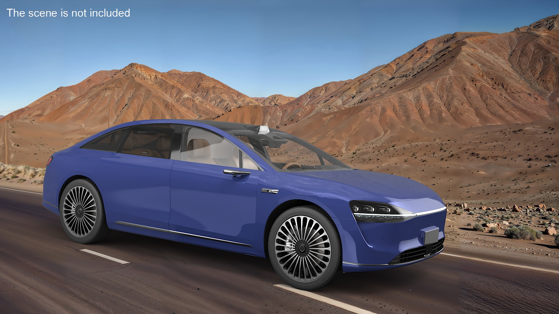 3D model Urban Electric Sedan Car Blue Simplified