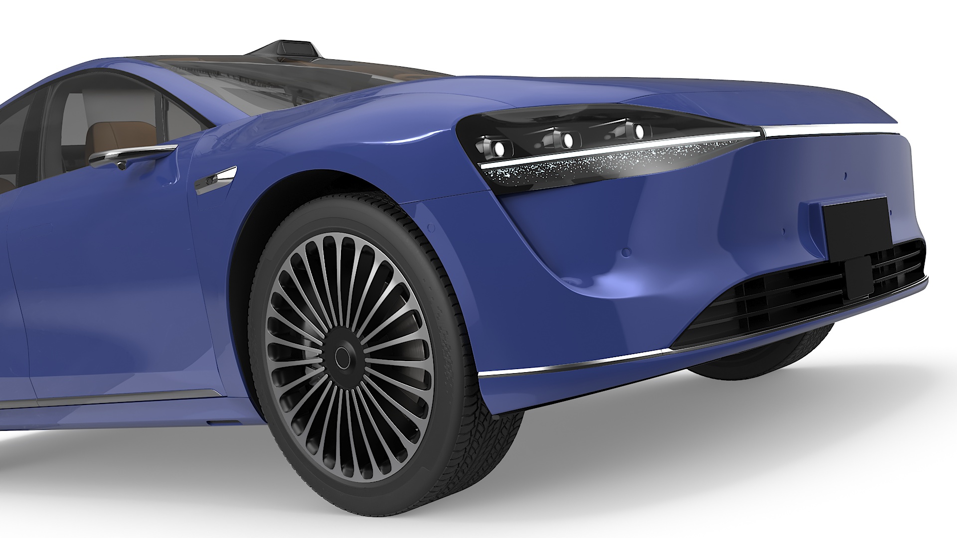 3D model Urban Electric Sedan Car Blue Simplified