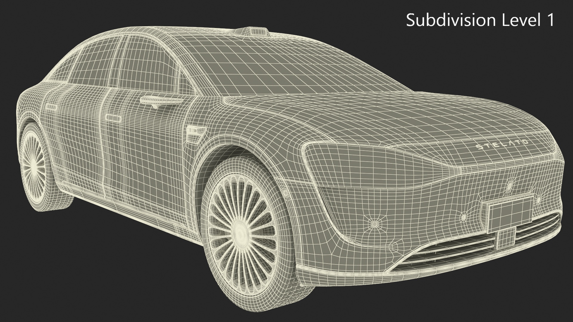 3D model Urban Electric Sedan Car Blue Simplified