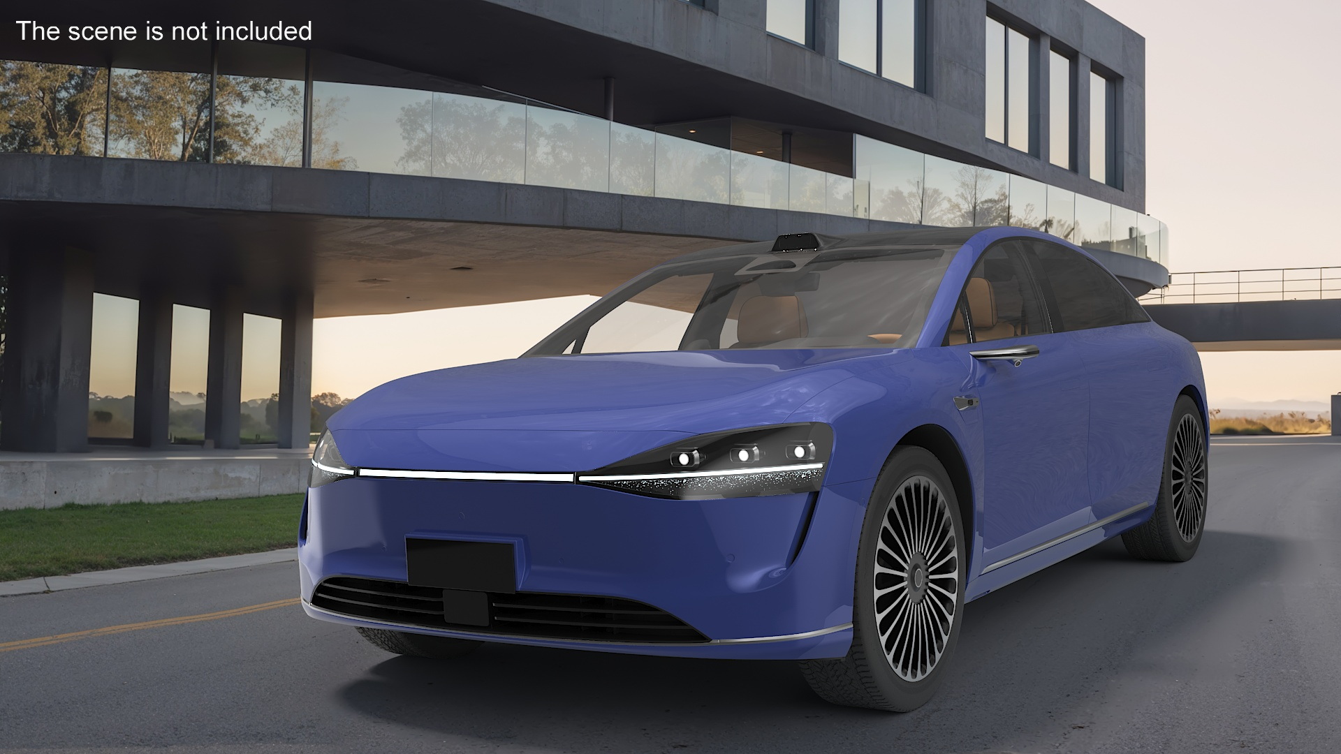 3D model Urban Electric Sedan Car Blue Simplified