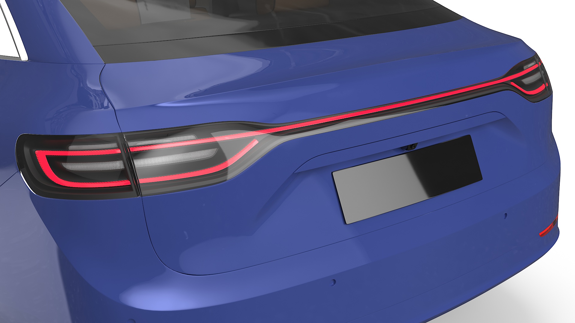 3D model Urban Electric Sedan Car Blue Simplified