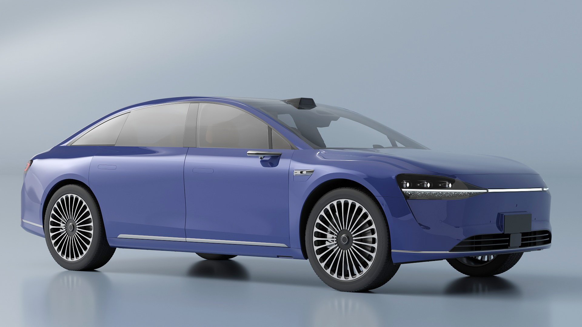 3D model Urban Electric Sedan Car Blue Simplified