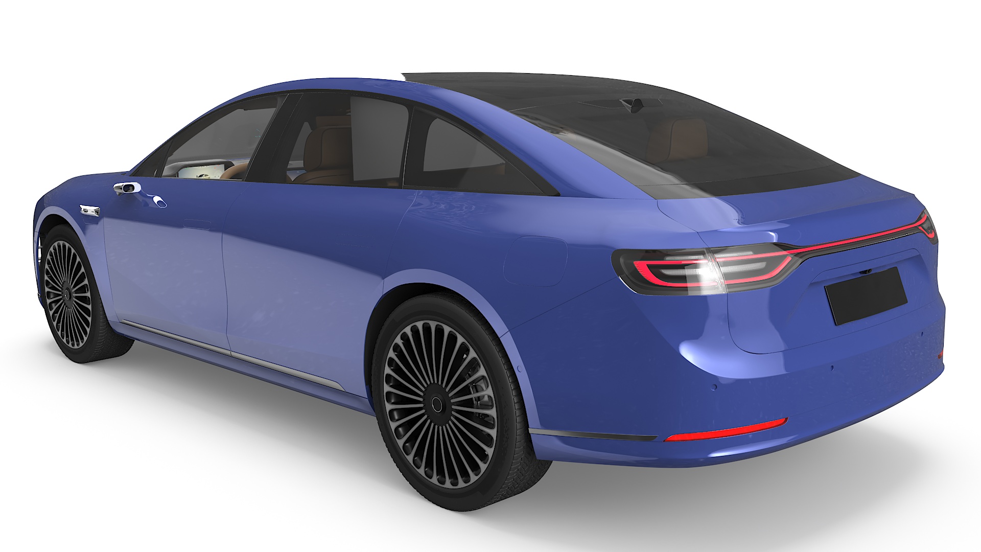 3D model Urban Electric Sedan Car Blue Simplified