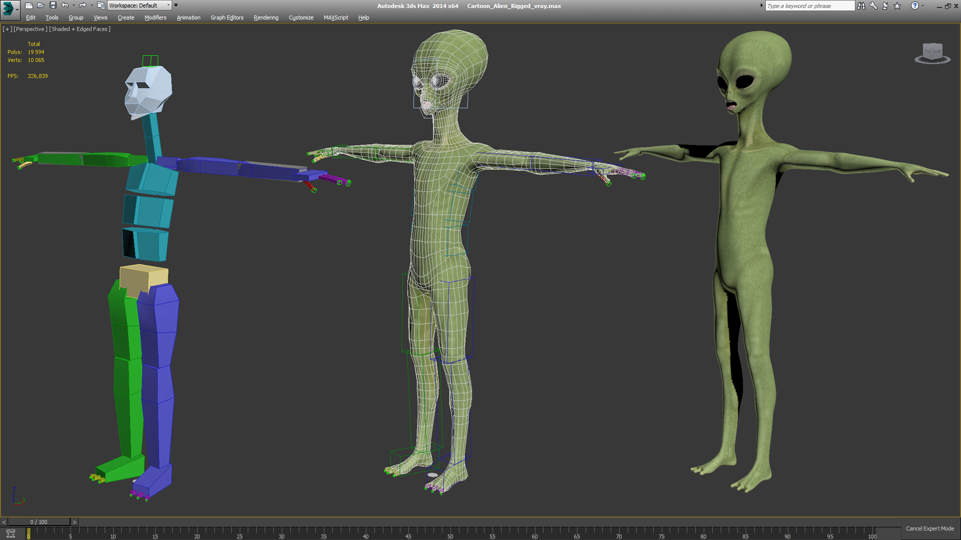 3D model Cartoon Alien Rigged