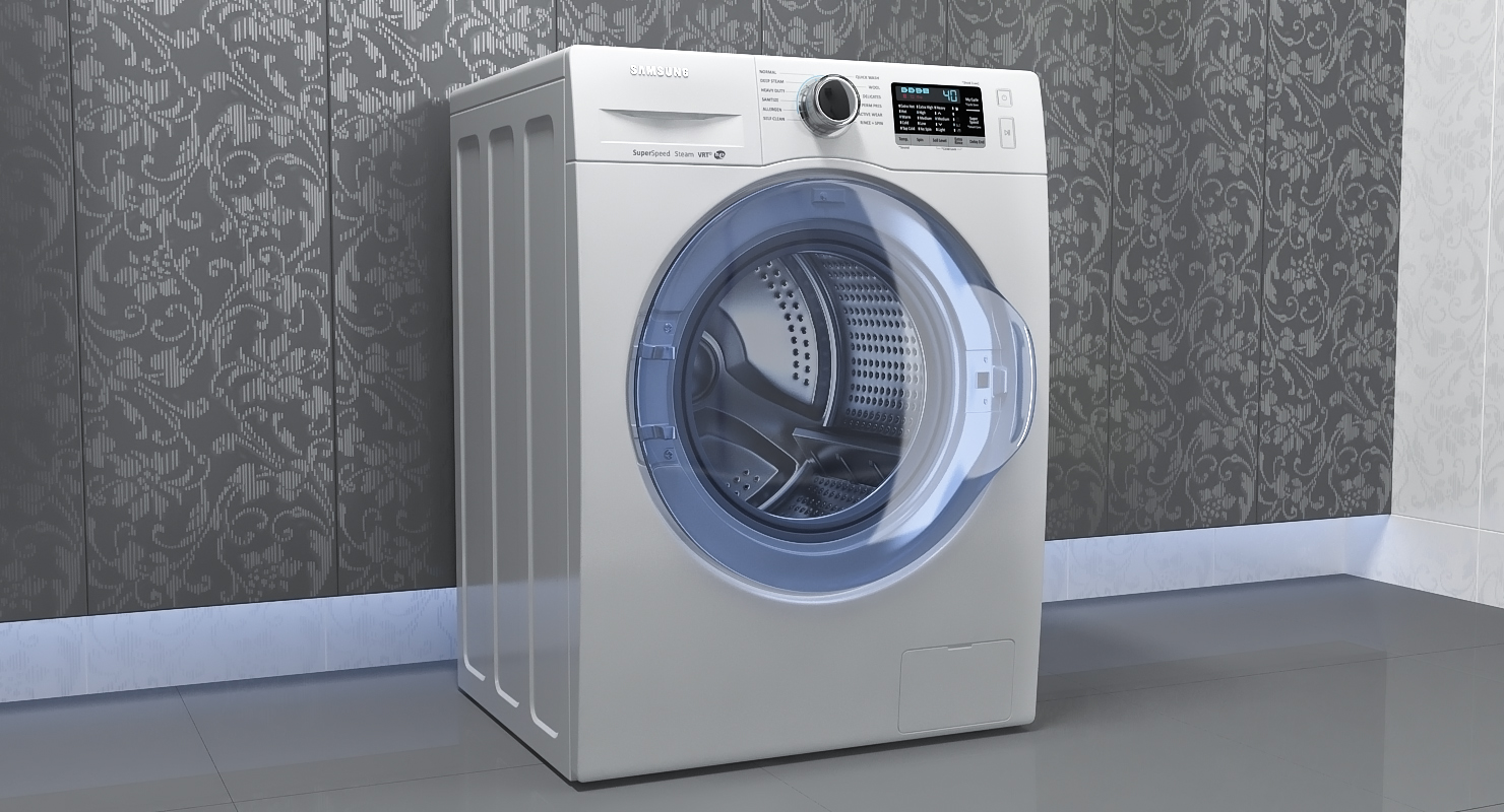 3D model Front Load Washing Machine and Dryer Samsung White