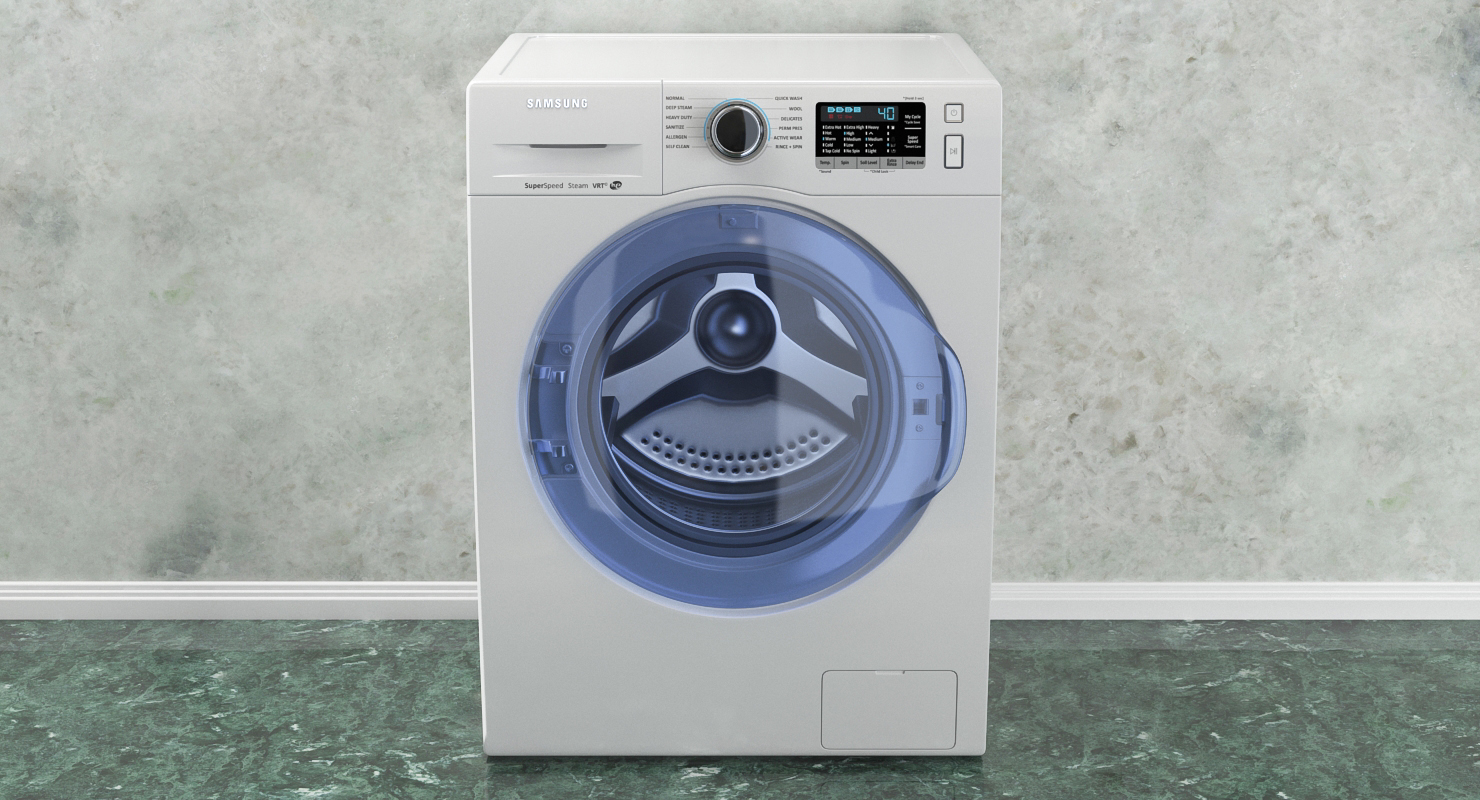 3D model Front Load Washing Machine and Dryer Samsung White