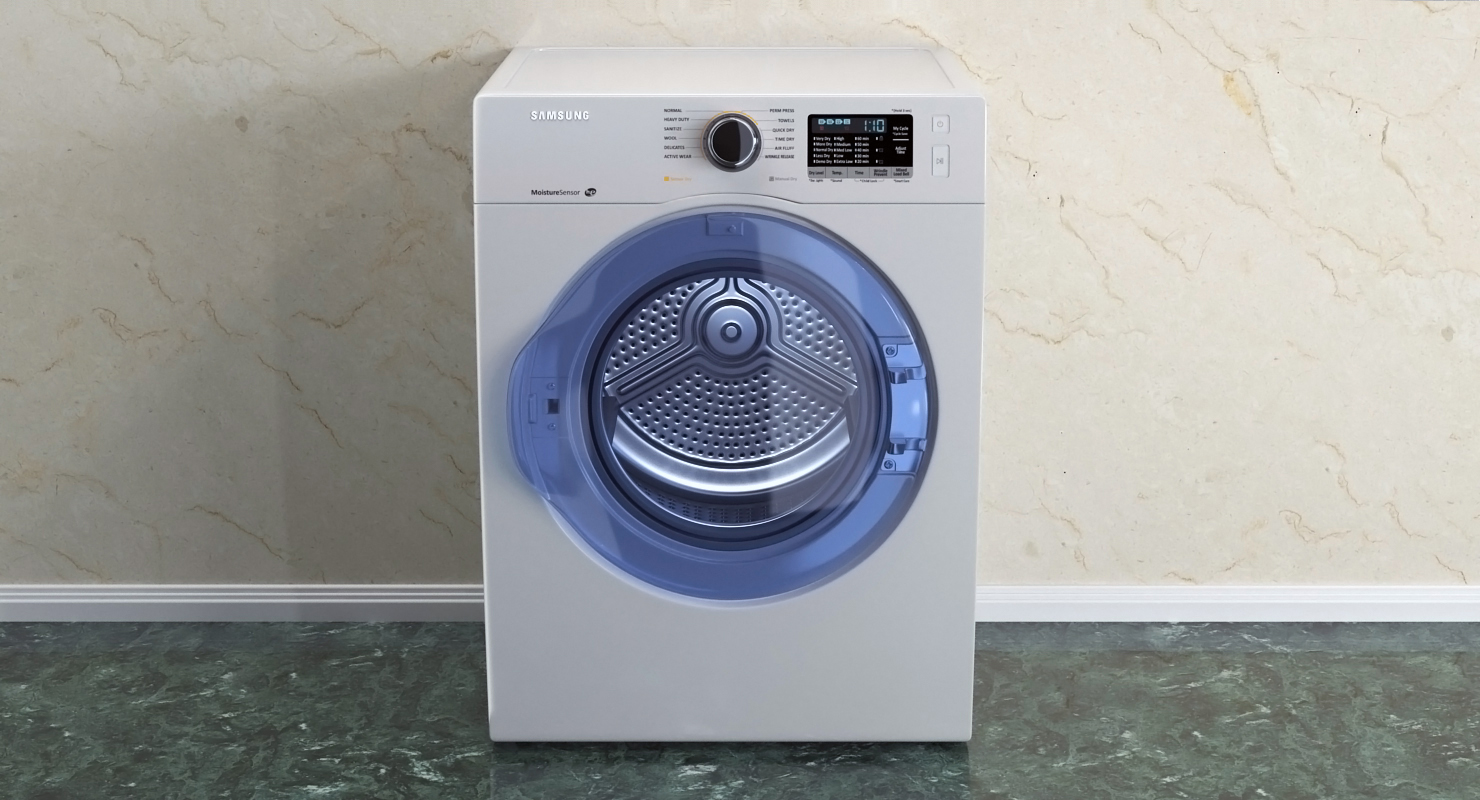 3D model Front Load Washing Machine and Dryer Samsung White