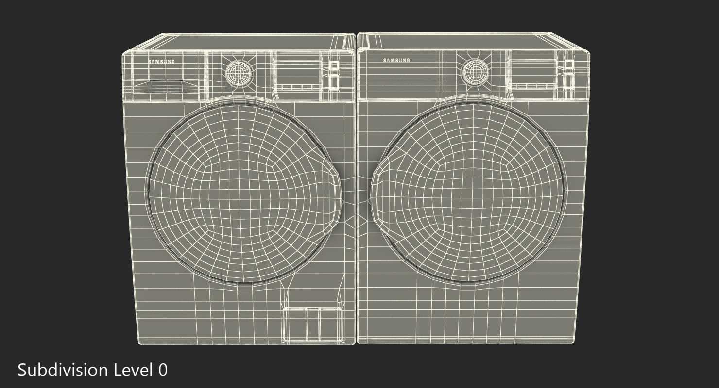 3D model Front Load Washing Machine and Dryer Samsung White