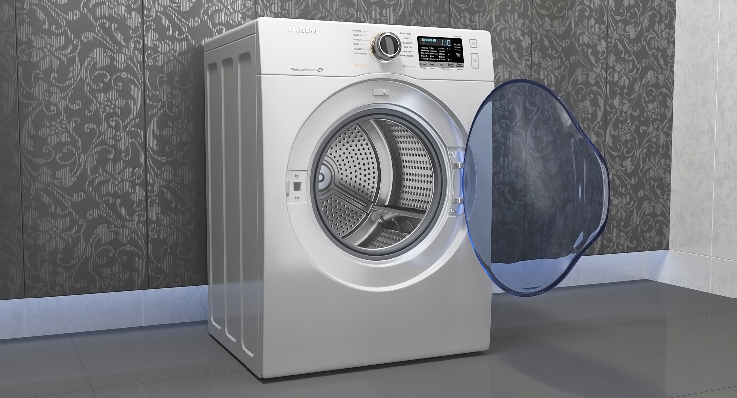 3D model Front Load Washing Machine and Dryer Samsung White