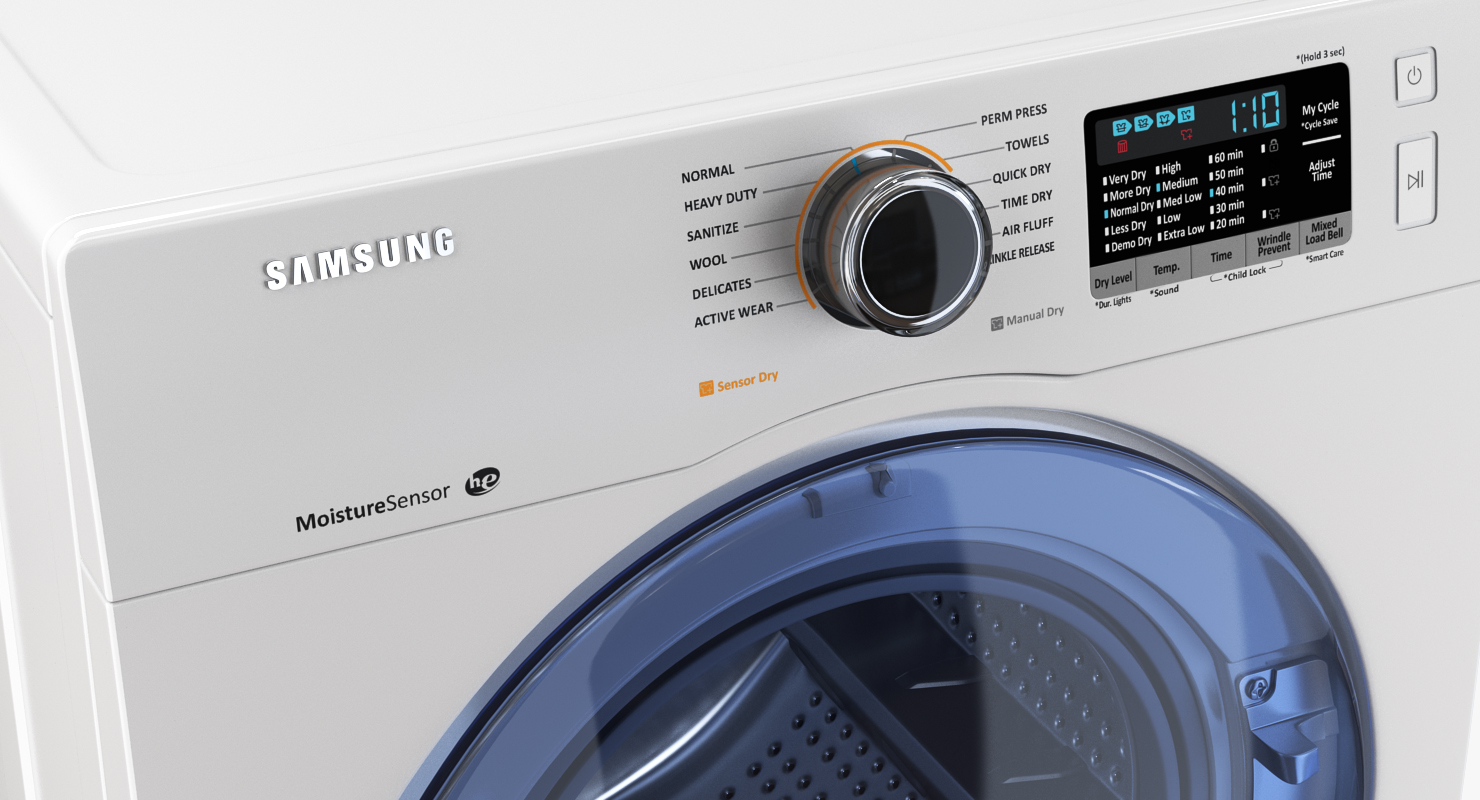 3D model Front Load Washing Machine and Dryer Samsung White