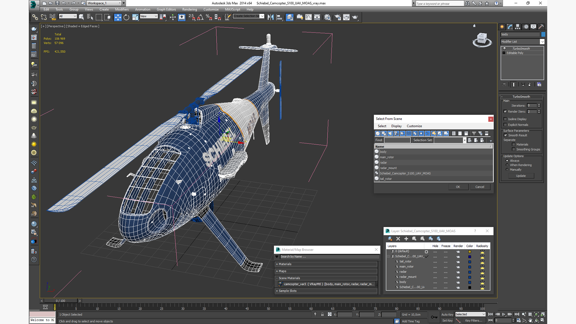 Schiebel Camcopter S100 UAV MOAS 3D