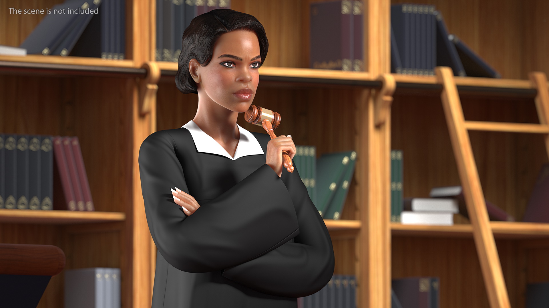 3D Light Skin Judge Woman Standing Pose