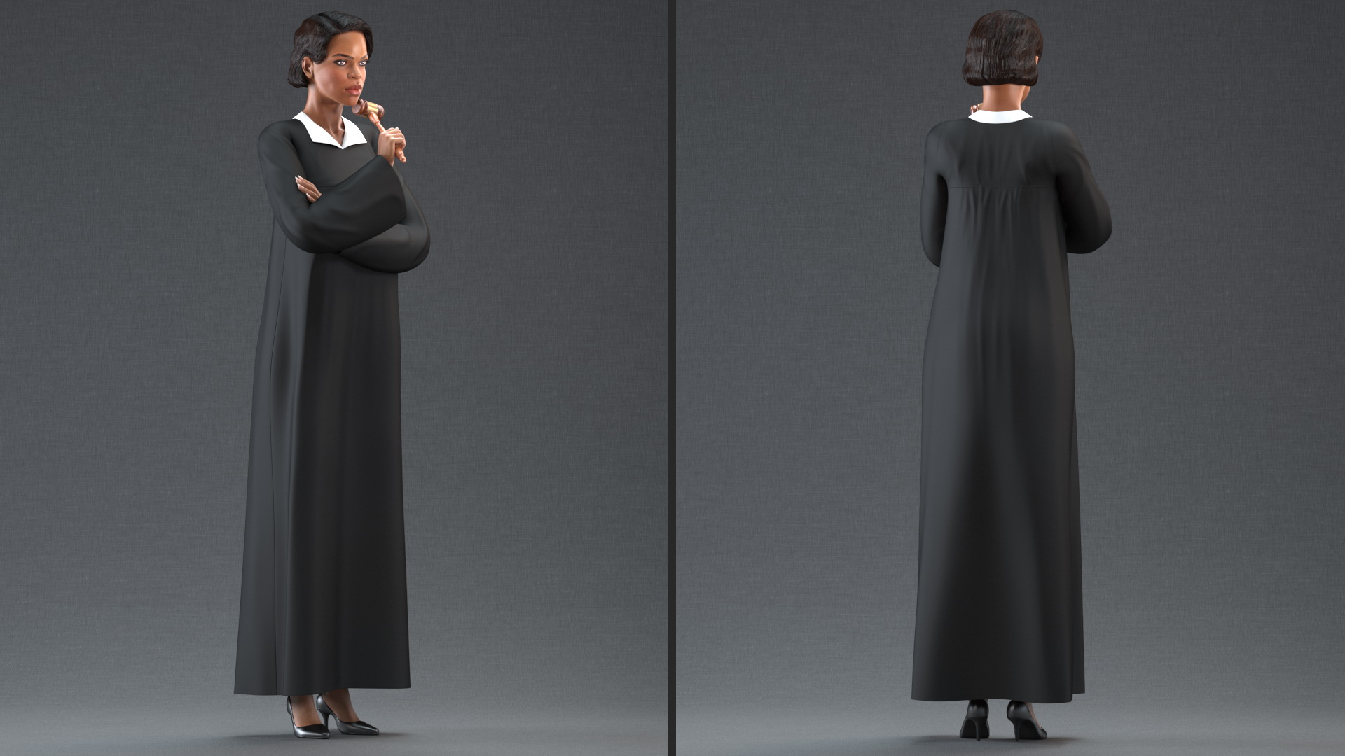 3D Light Skin Judge Woman Standing Pose