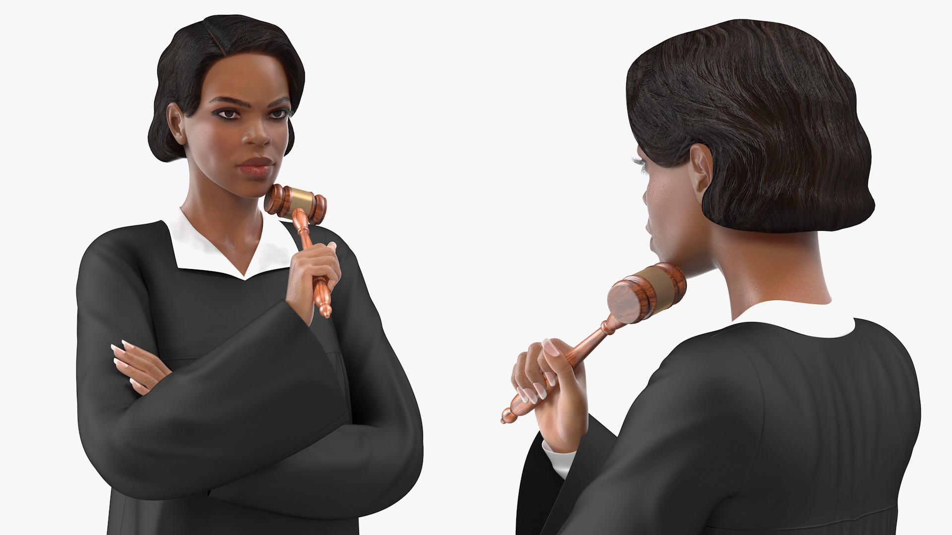 3D Light Skin Judge Woman Standing Pose