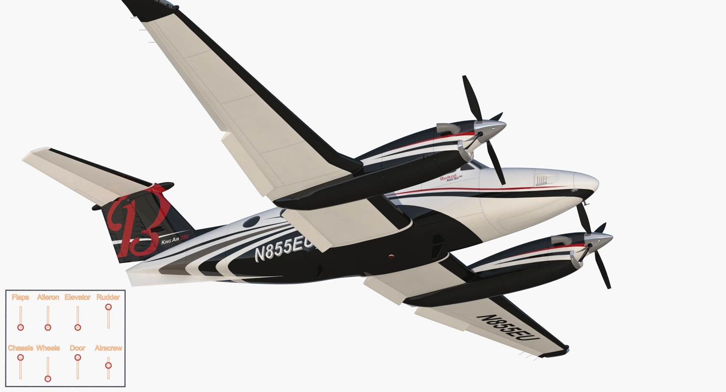 3D Beechcraft Super King Air 250 Rigged