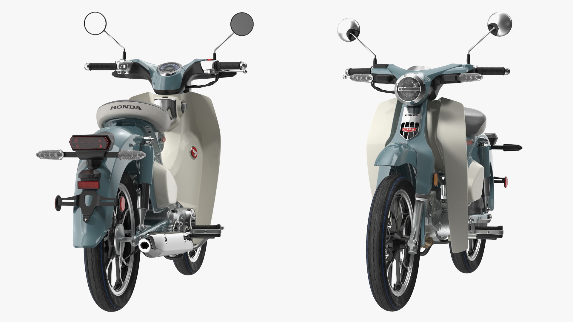 3D Scooter Honda Super Cub 2024 Green Rigged