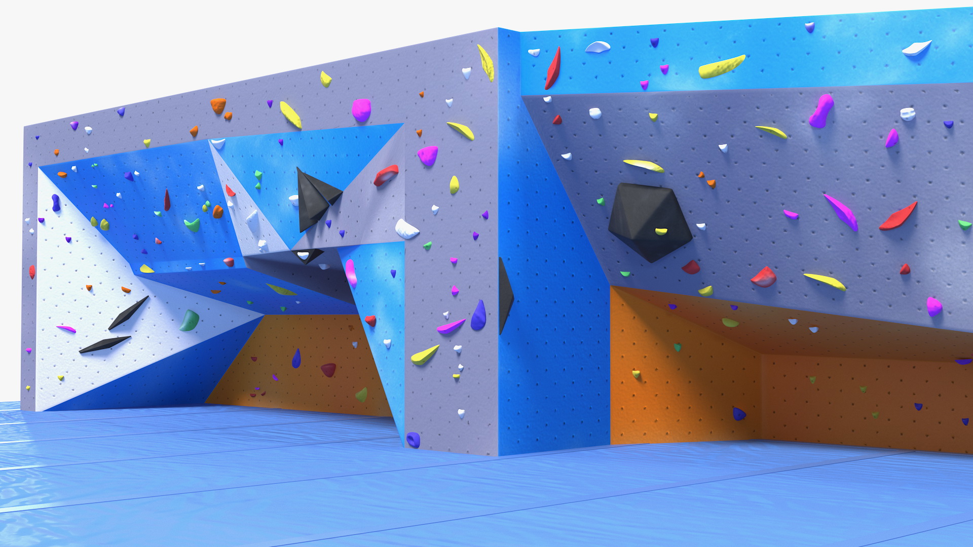 Big Bouldering Climbing Wall with Sports Mat 3D model