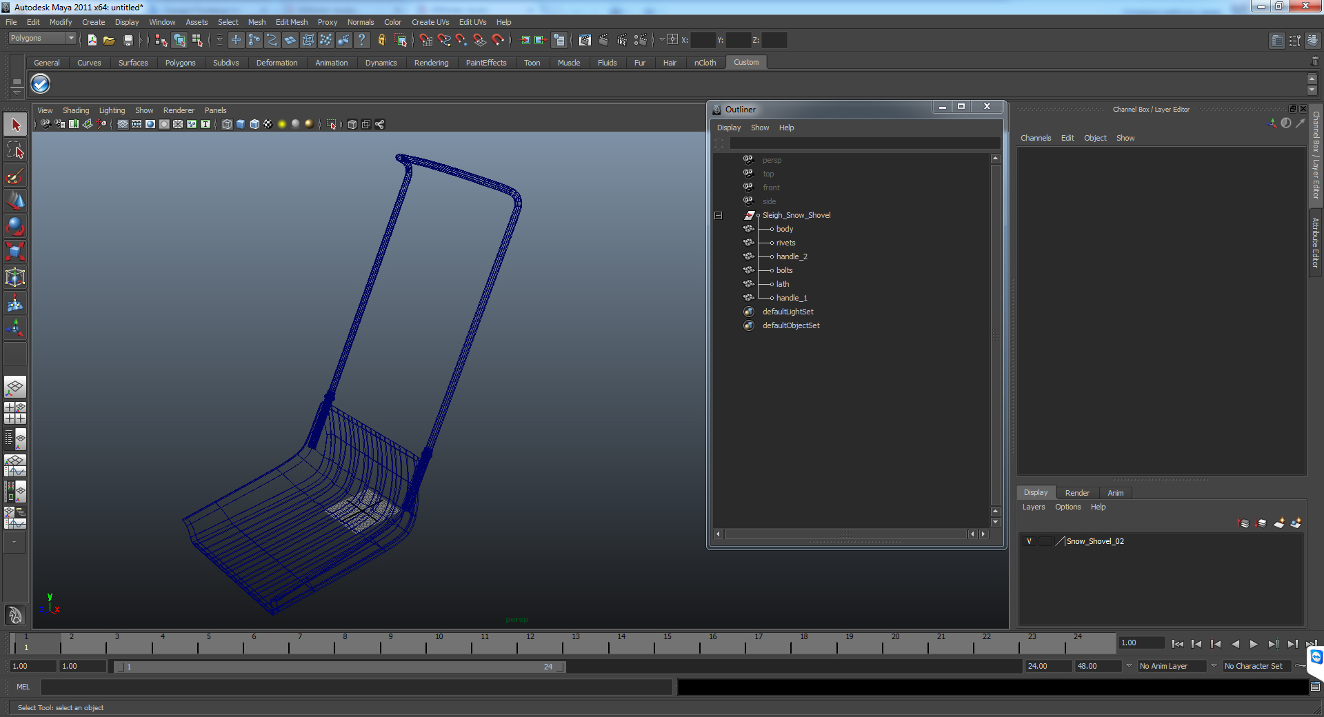 3D Sleigh Shovel Blue model