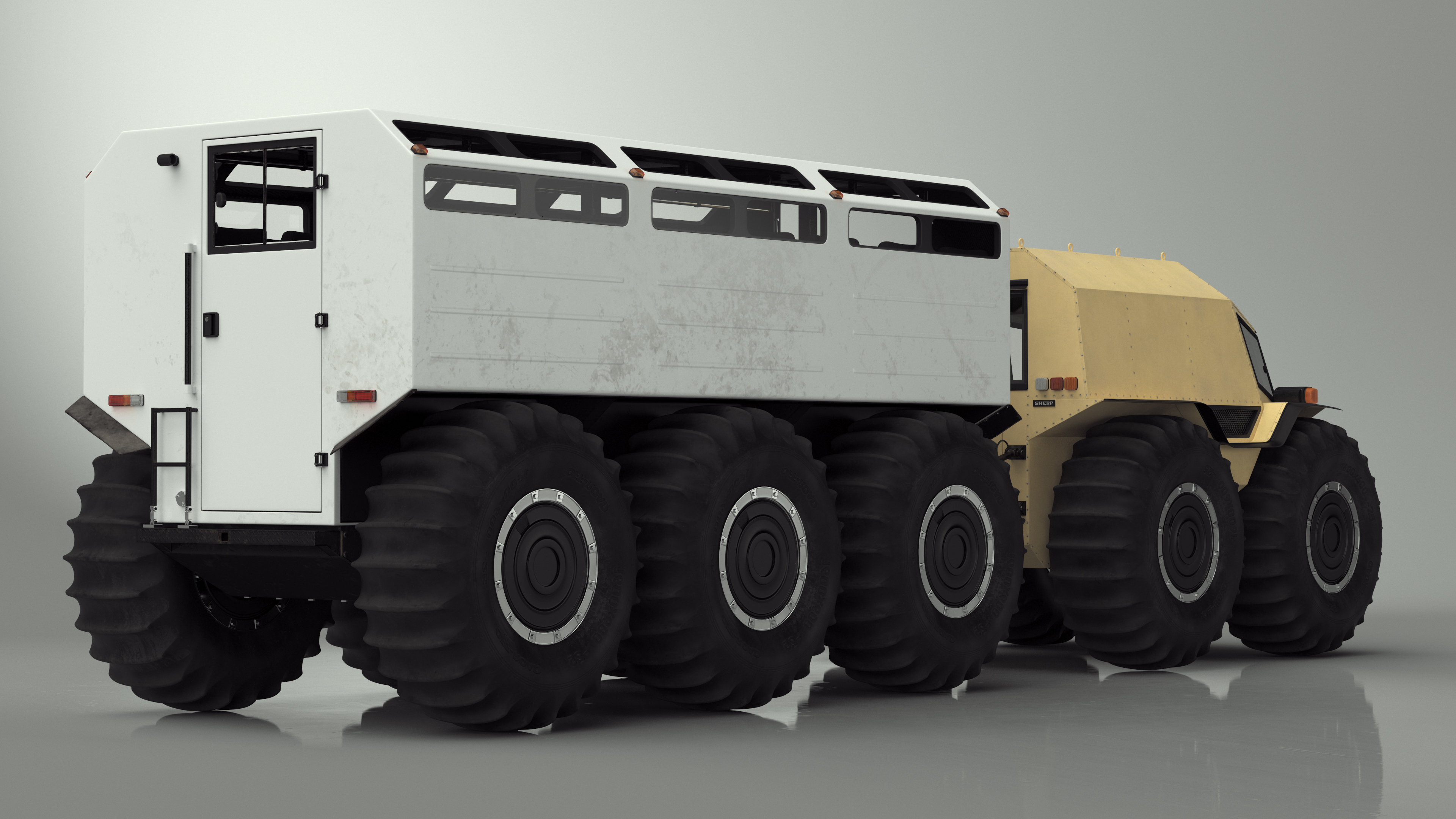 3D Sherp ATV with Trailer Light Gray model