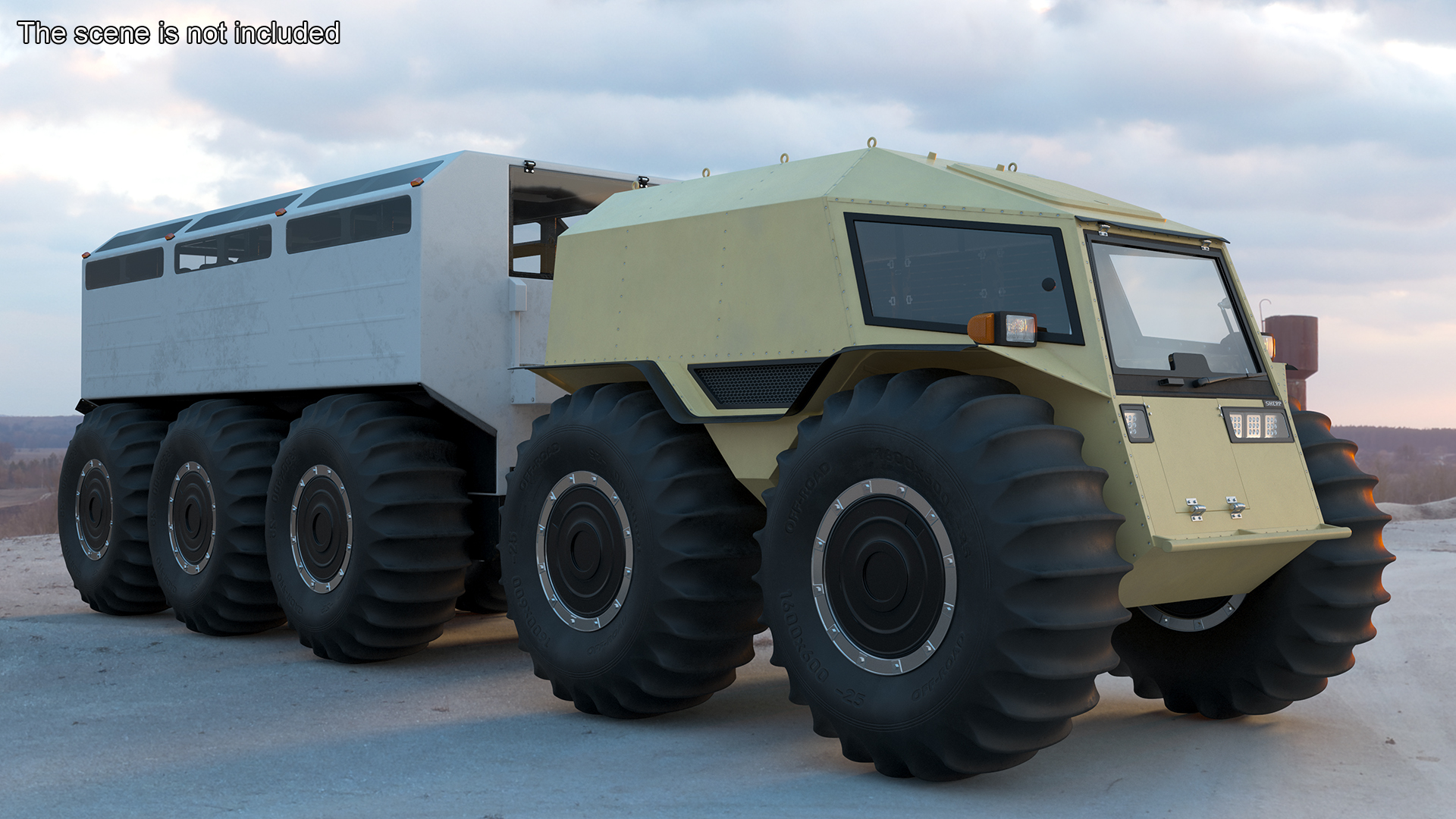 3D Sherp ATV with Trailer Light Gray model