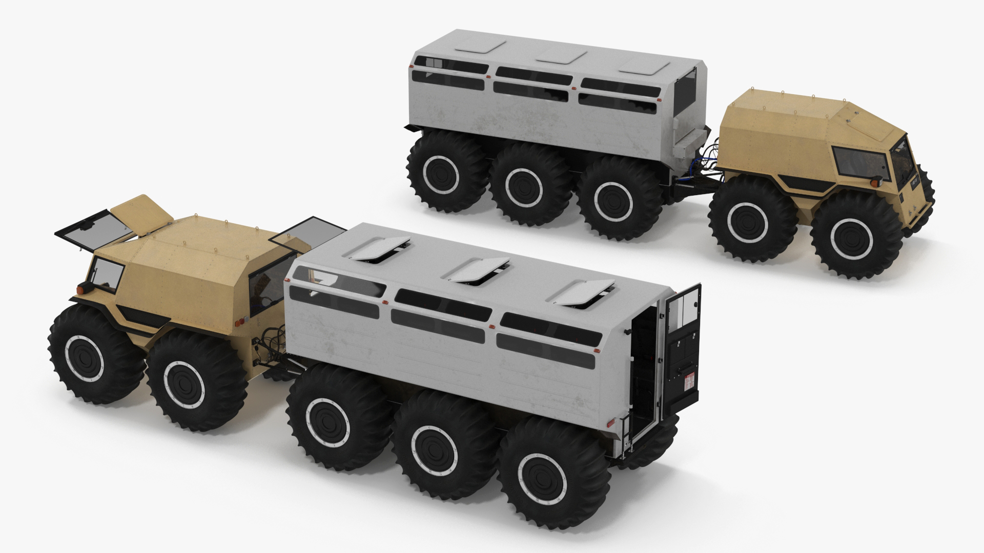 3D Sherp ATV with Trailer Light Gray model