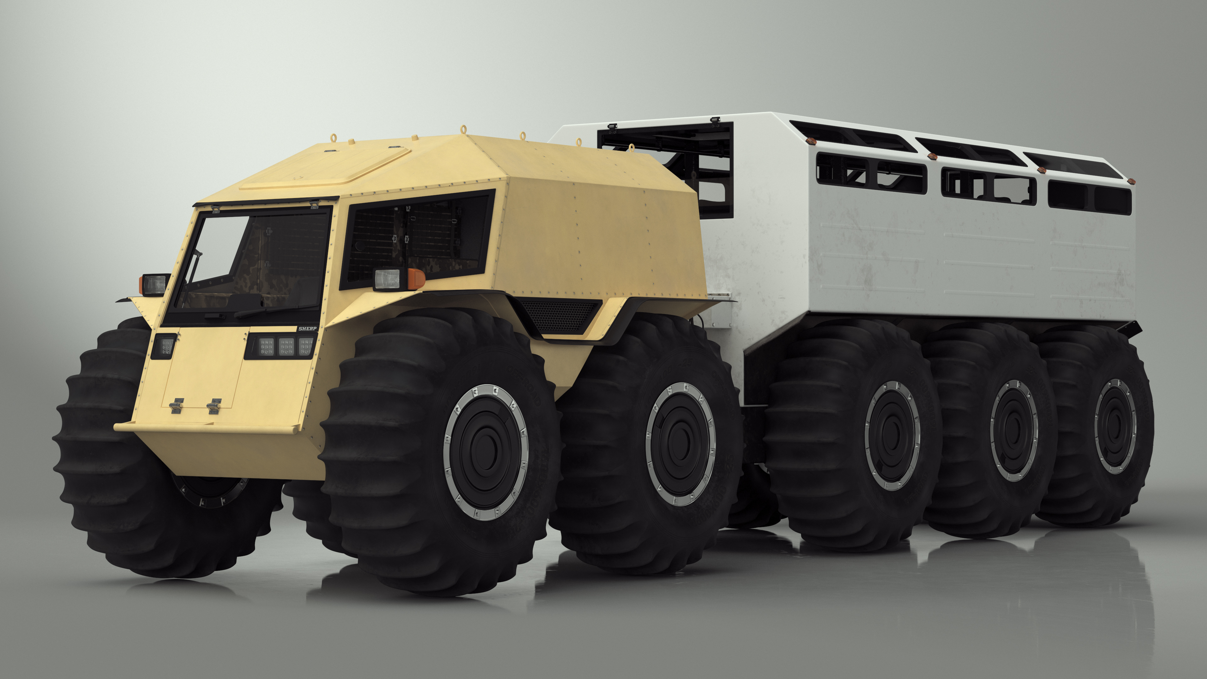 3D Sherp ATV with Trailer Light Gray model