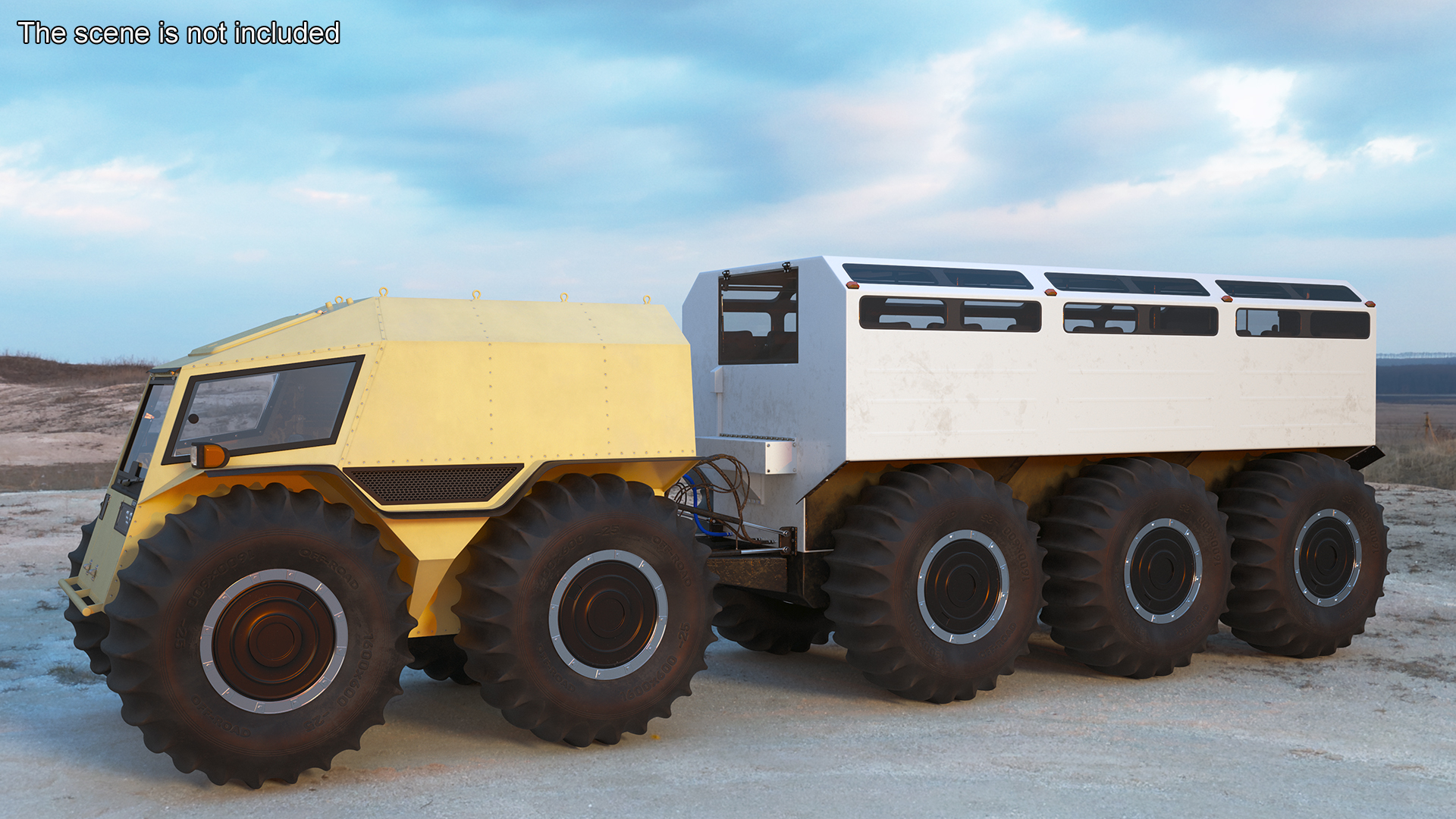 3D Sherp ATV with Trailer Light Gray model