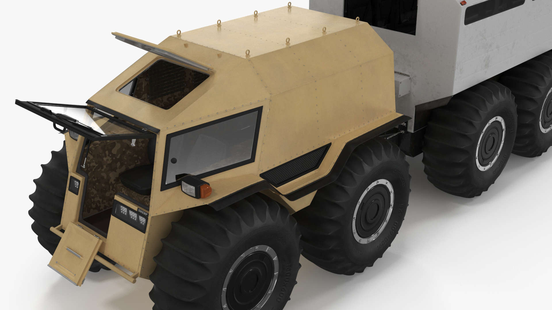 3D Sherp ATV with Trailer Light Gray model