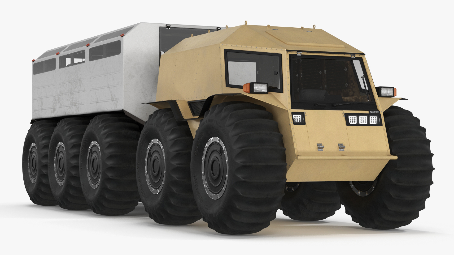 3D Sherp ATV with Trailer Light Gray model