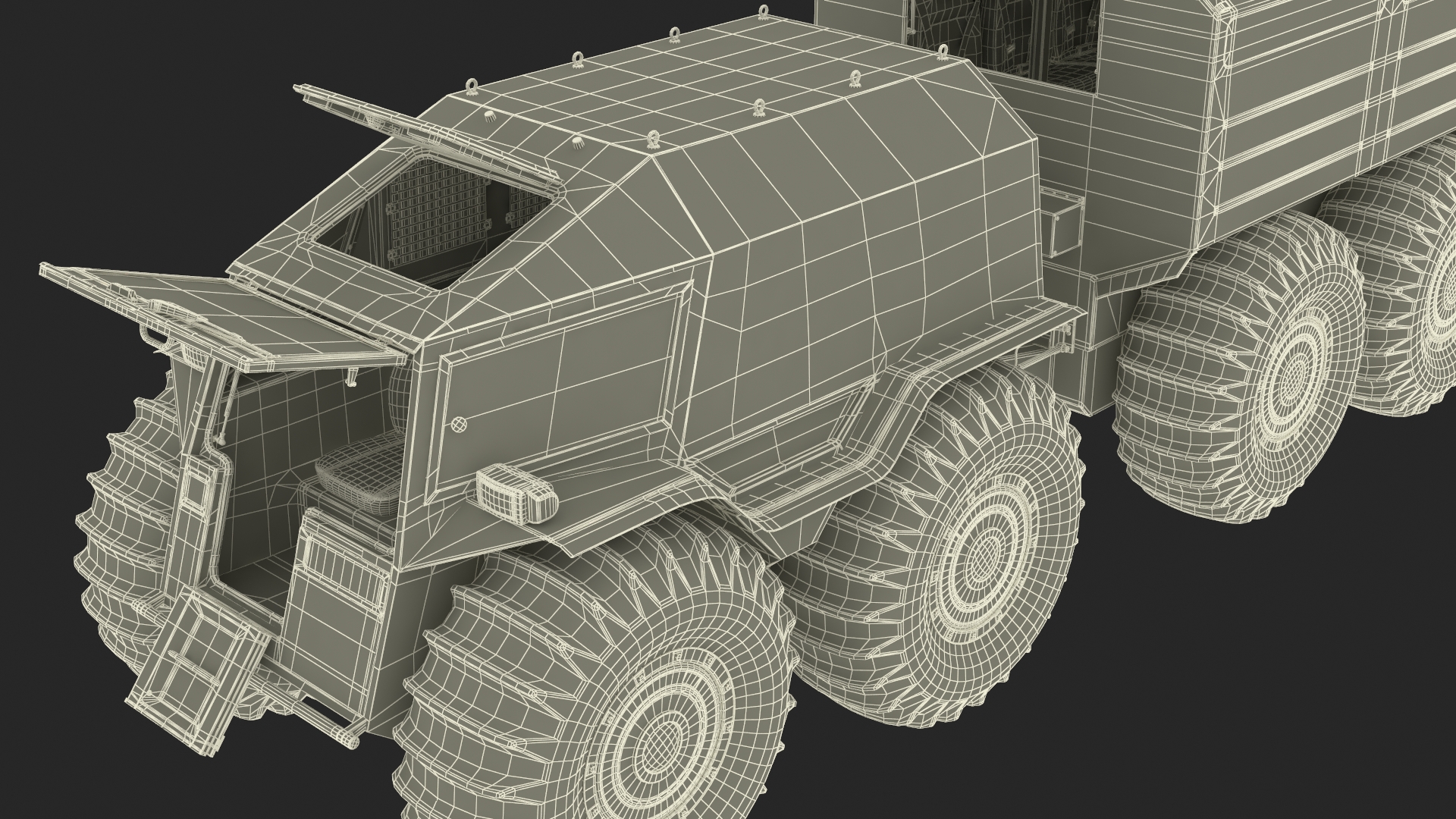 3D Sherp ATV with Trailer Light Gray model