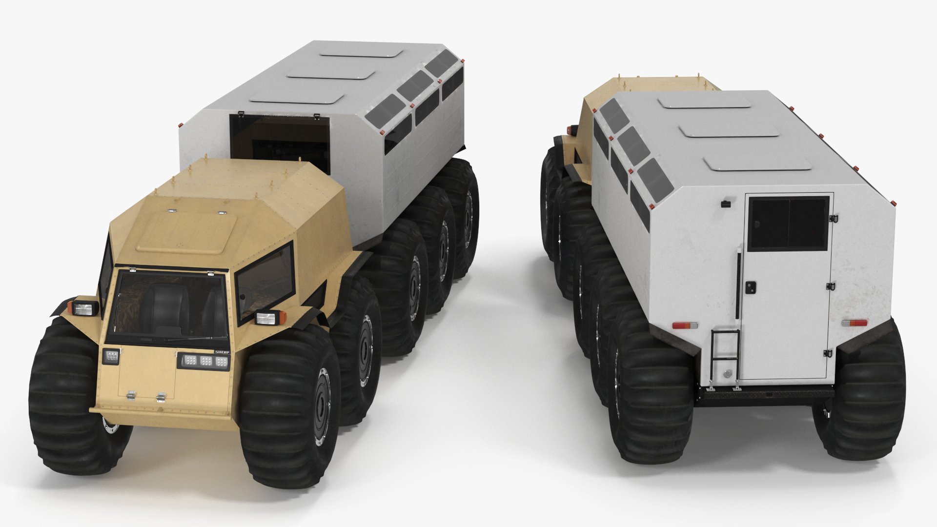 3D Sherp ATV with Trailer Light Gray model