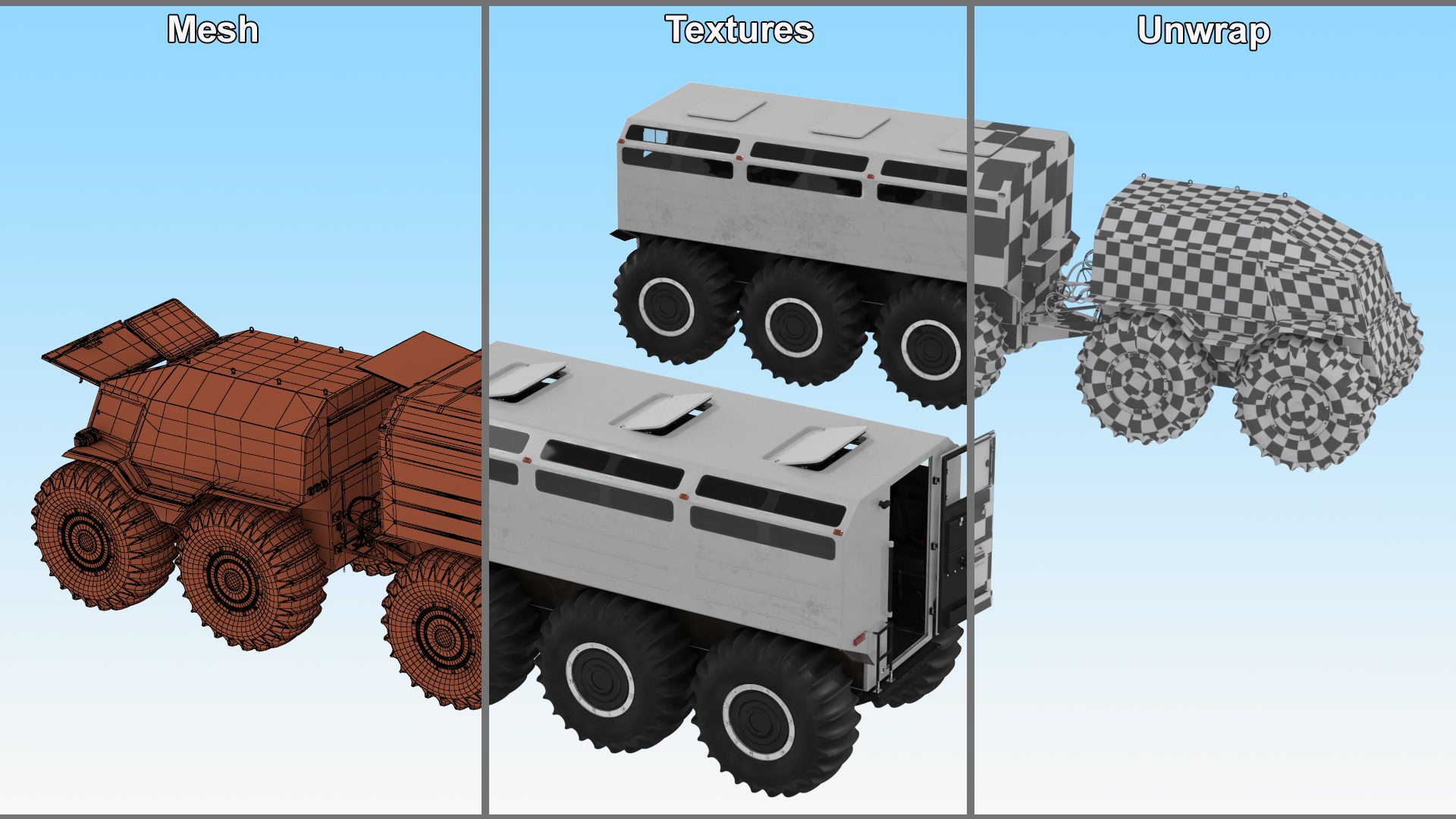 3D Sherp ATV with Trailer Light Gray model