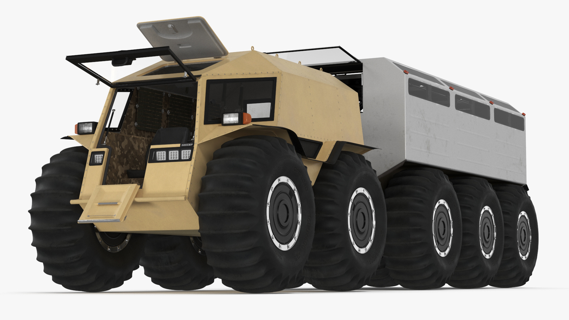 3D Sherp ATV with Trailer Light Gray model