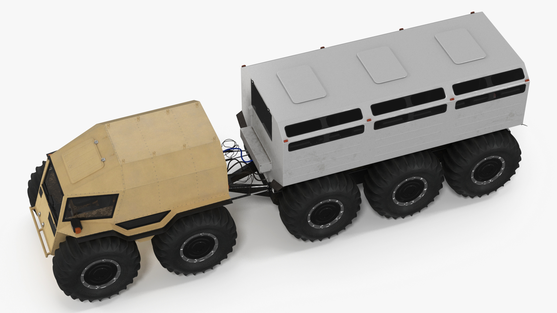 3D Sherp ATV with Trailer Light Gray model