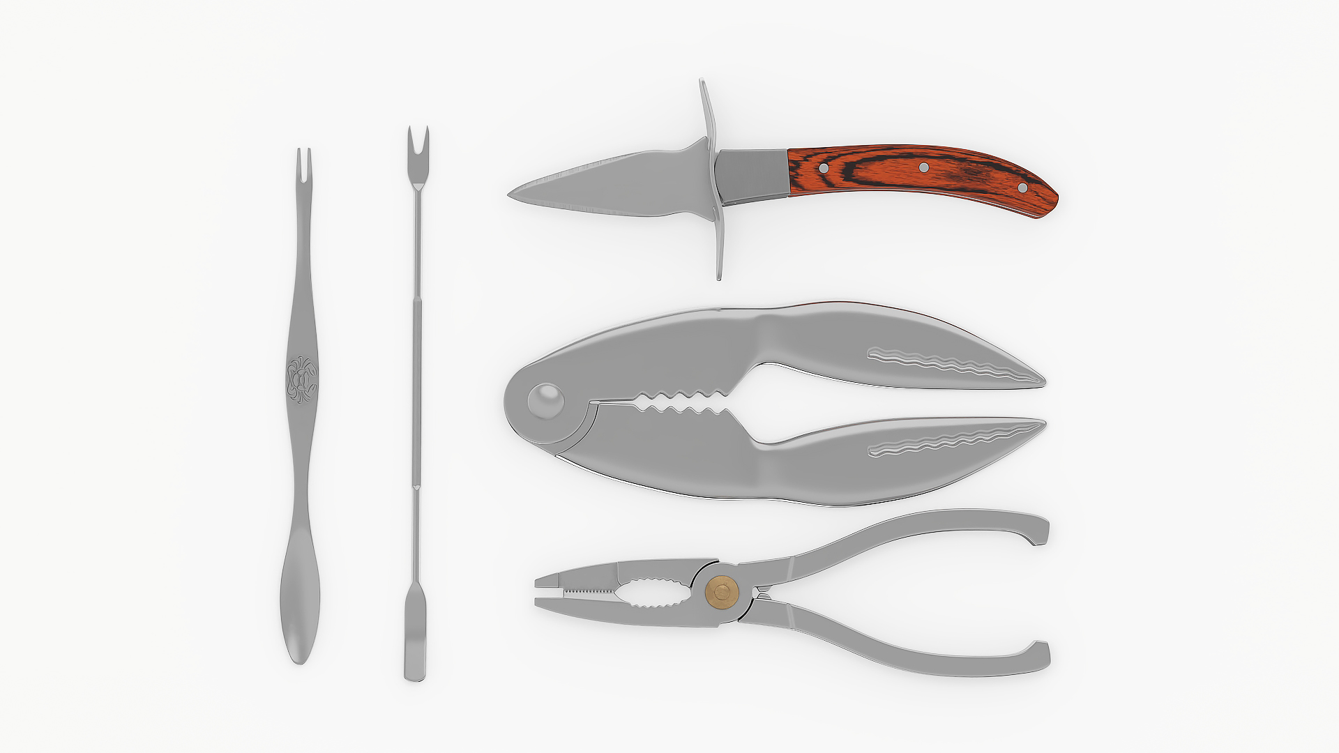 3D model Seafood Lobster Crab Tongs Set