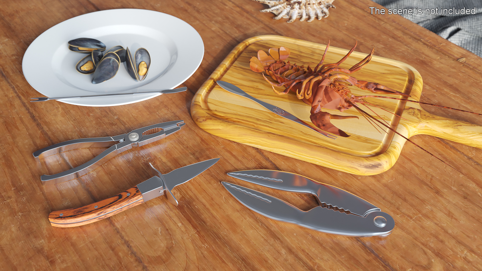 3D model Seafood Lobster Crab Tongs Set