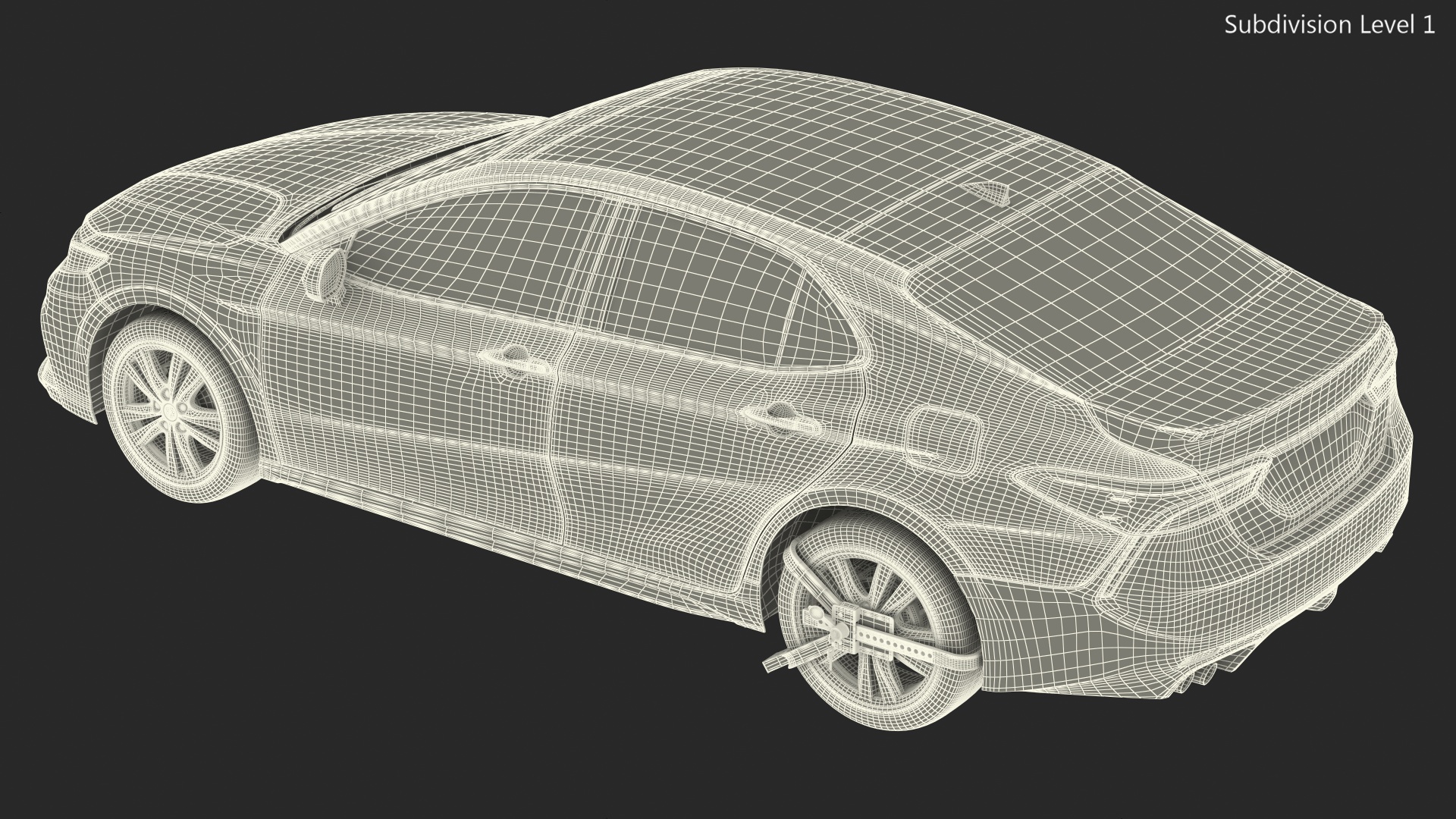 Sedan with Wheel Lock Clamp 3D