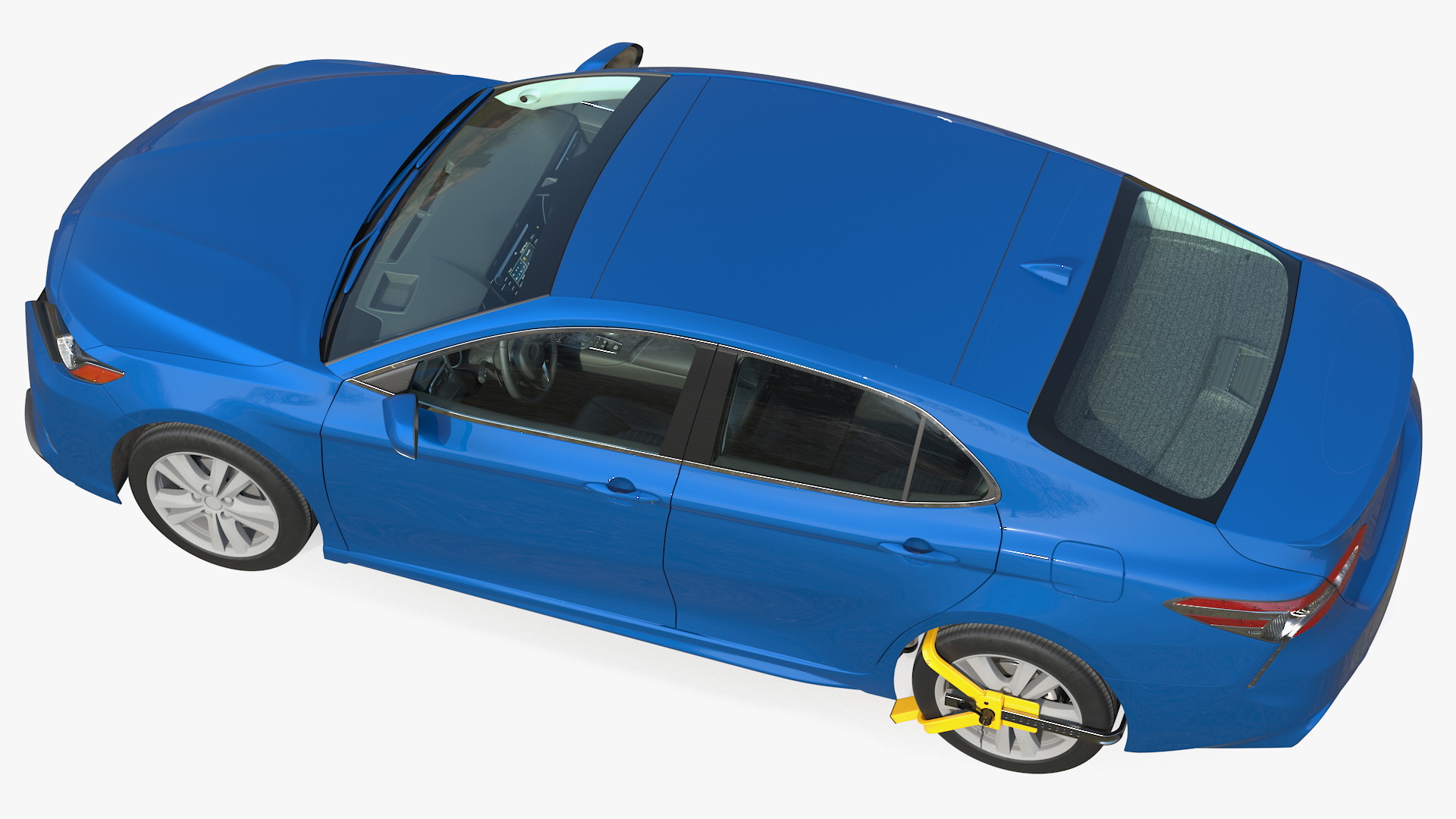 Sedan with Wheel Lock Clamp 3D