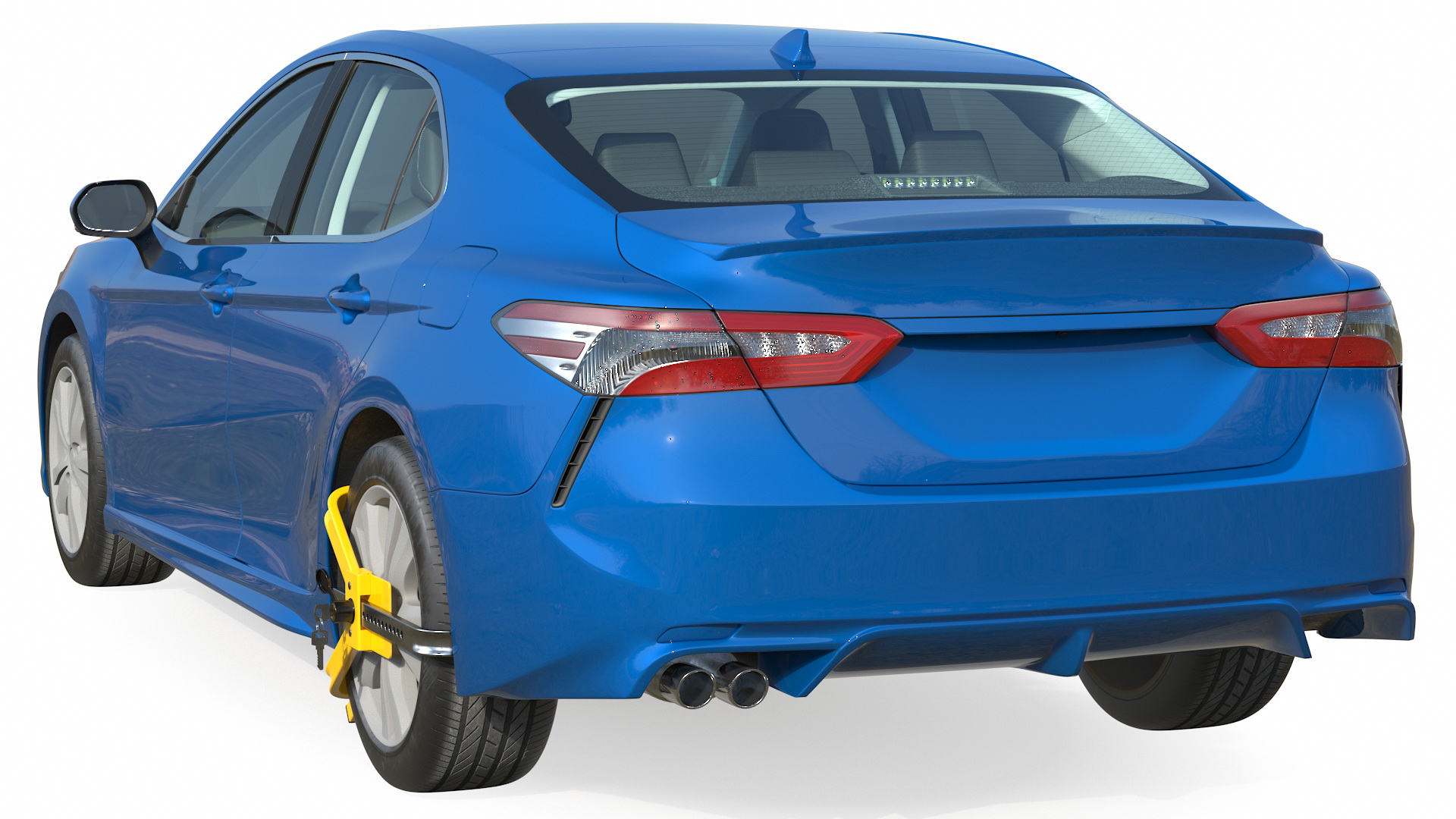 Sedan with Wheel Lock Clamp 3D