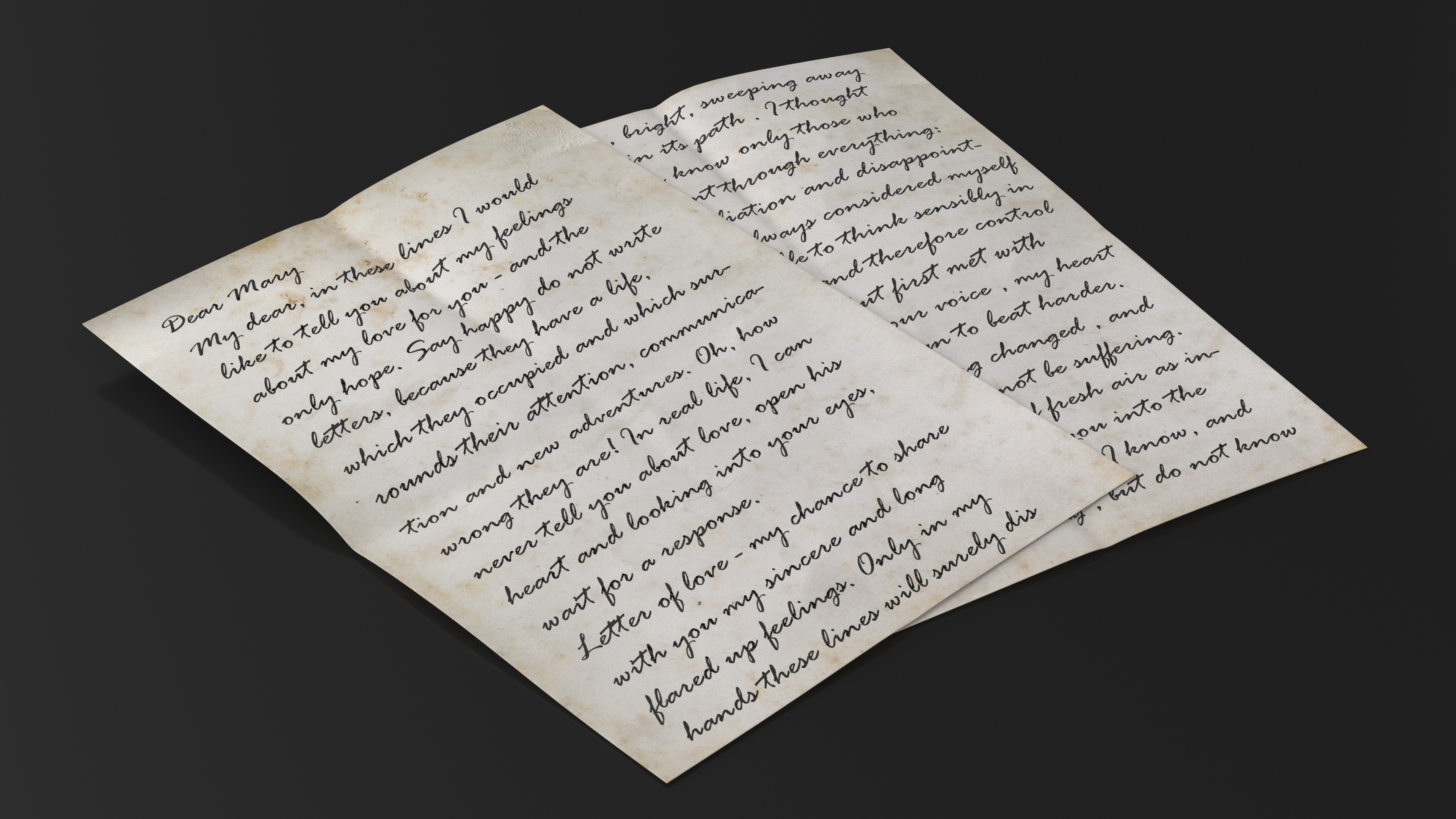 Vintage Handwritten Letters 3D