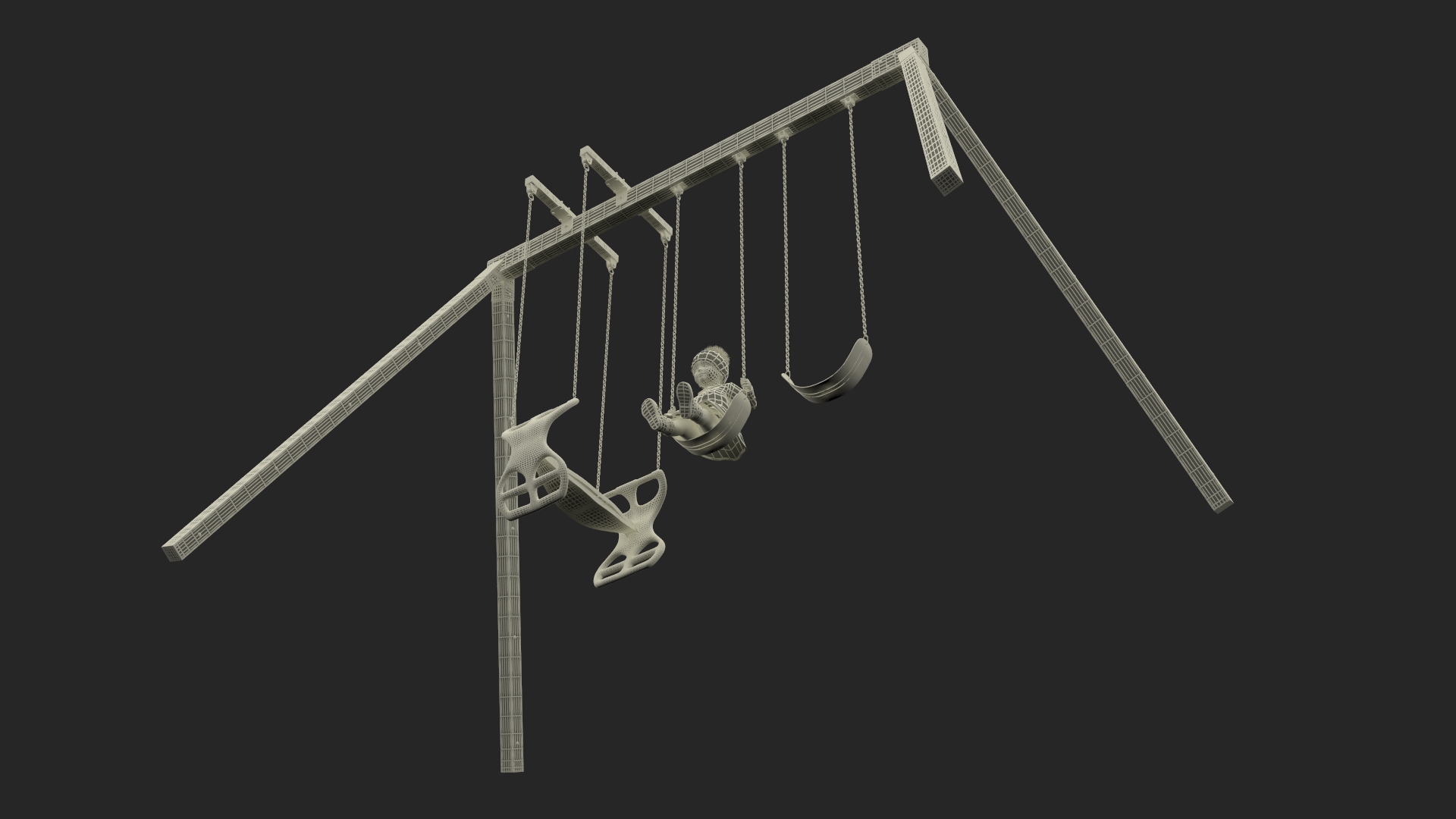 3D Toddler Girl on Park Swing