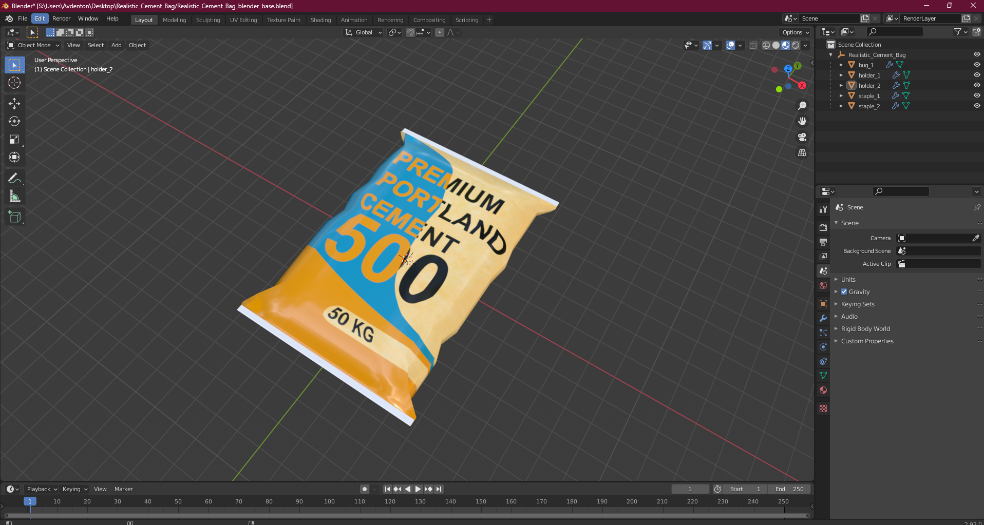 3D model Realistic Cement Bag