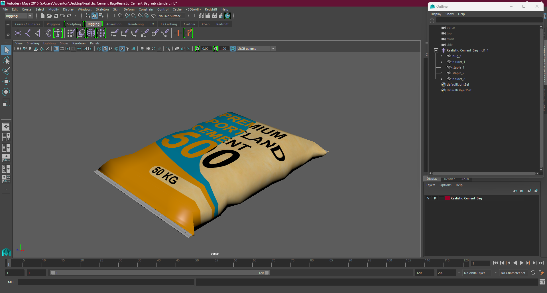 3D model Realistic Cement Bag