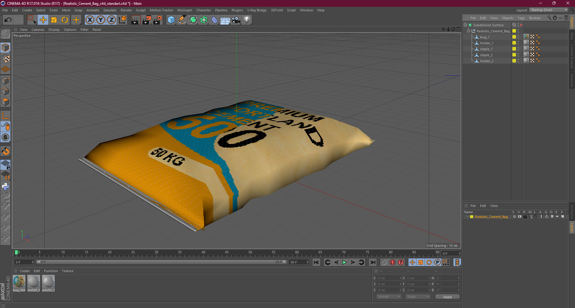 3D model Realistic Cement Bag